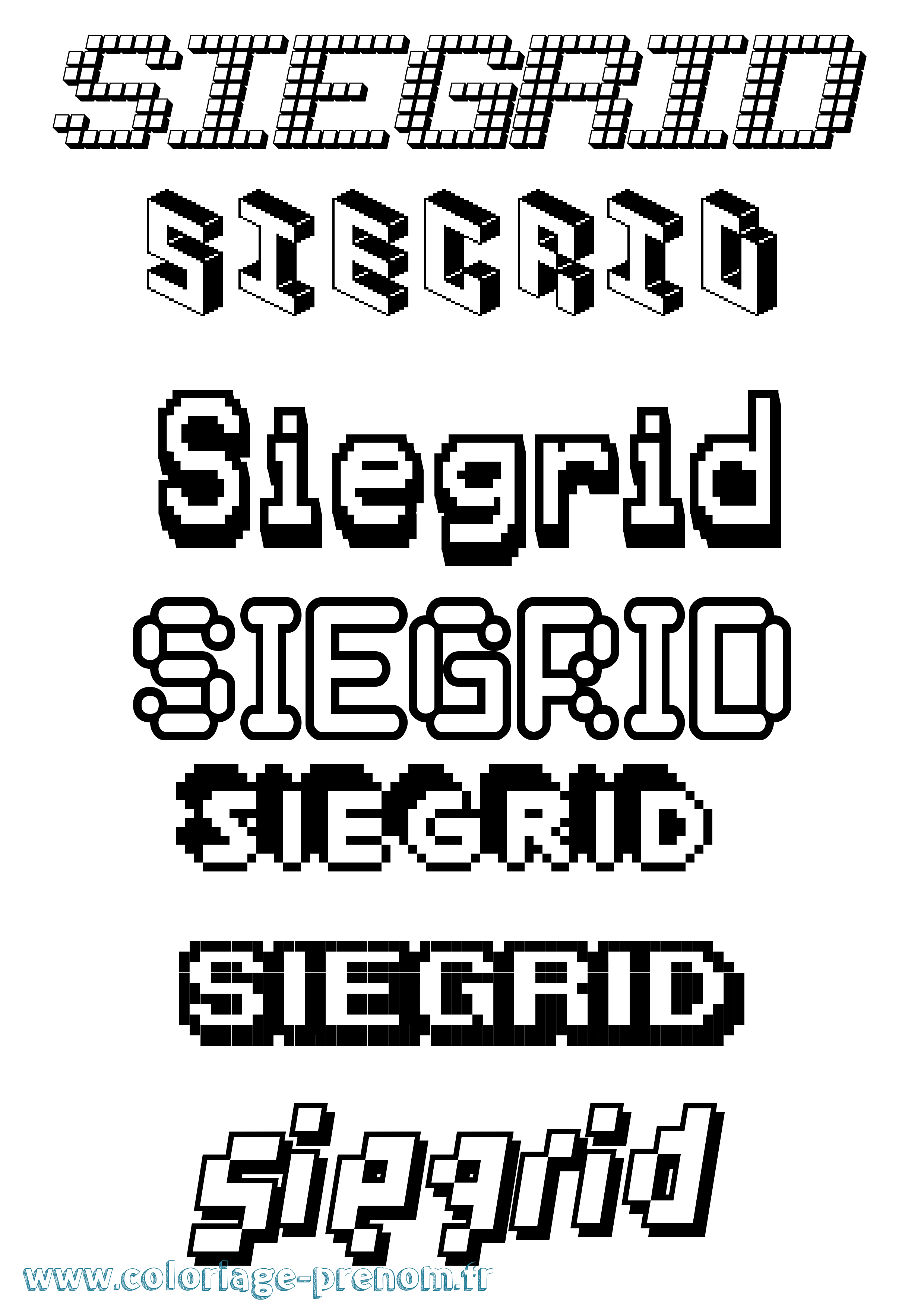 Coloriage prénom Siegrid Pixel