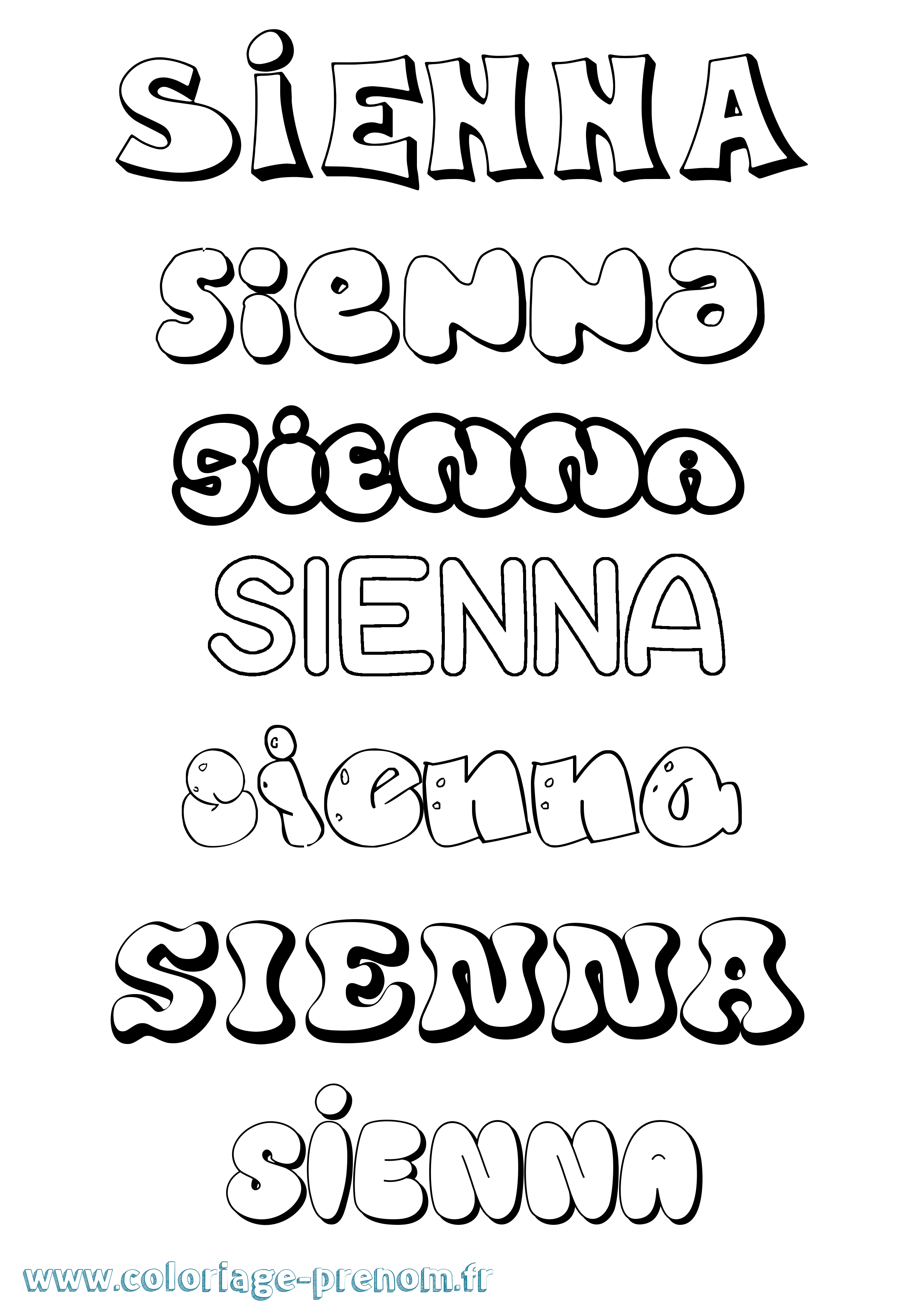 Coloriage Sienna Coloriage prénom Sienna