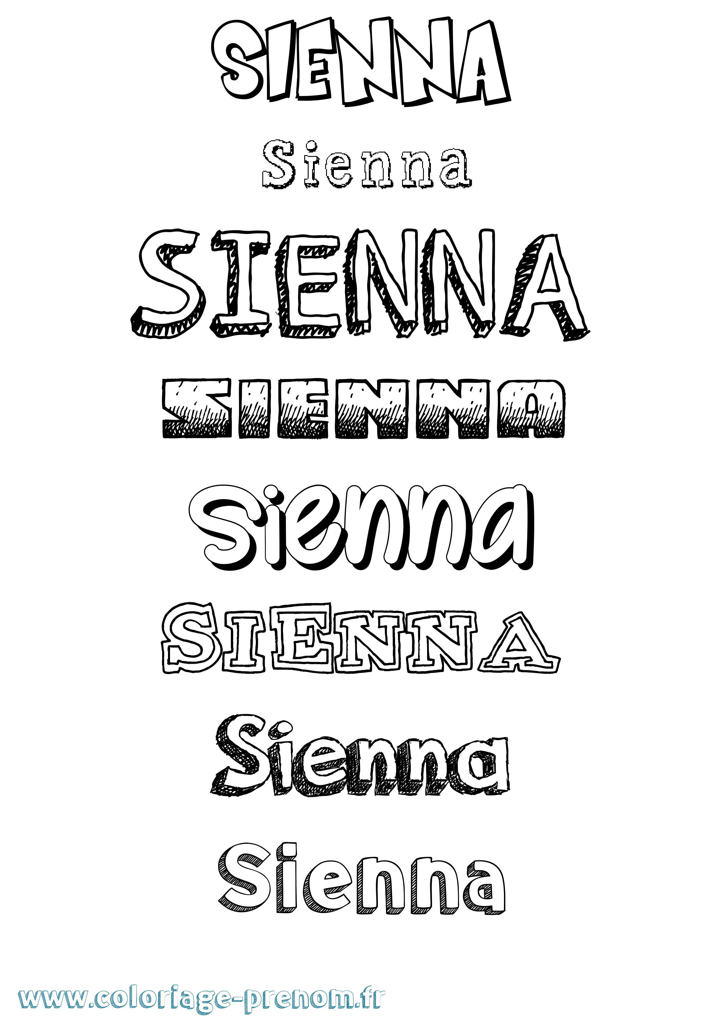 Coloriage prénom Sienna