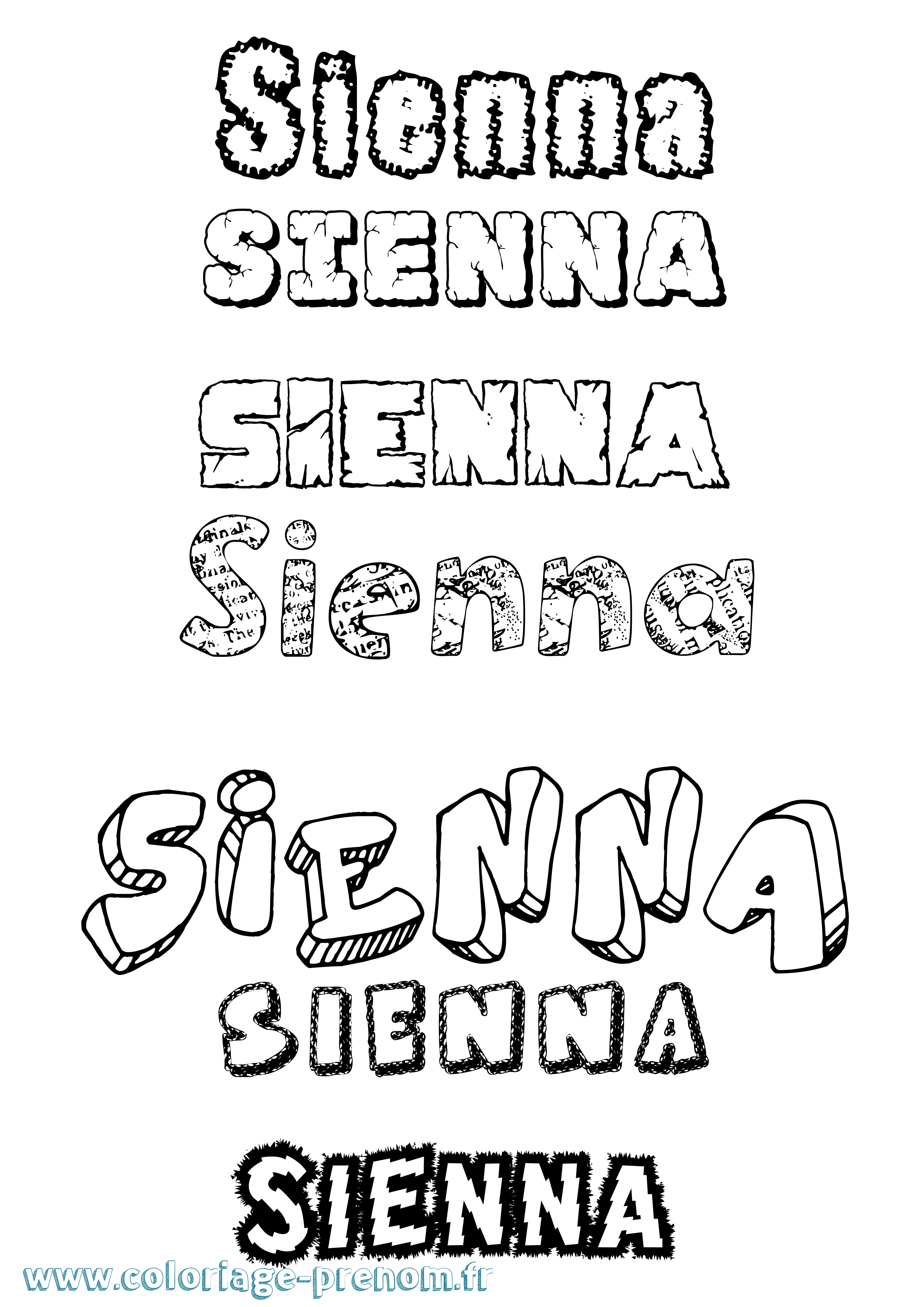 Coloriage Sienna Coloriage prénom Sienna