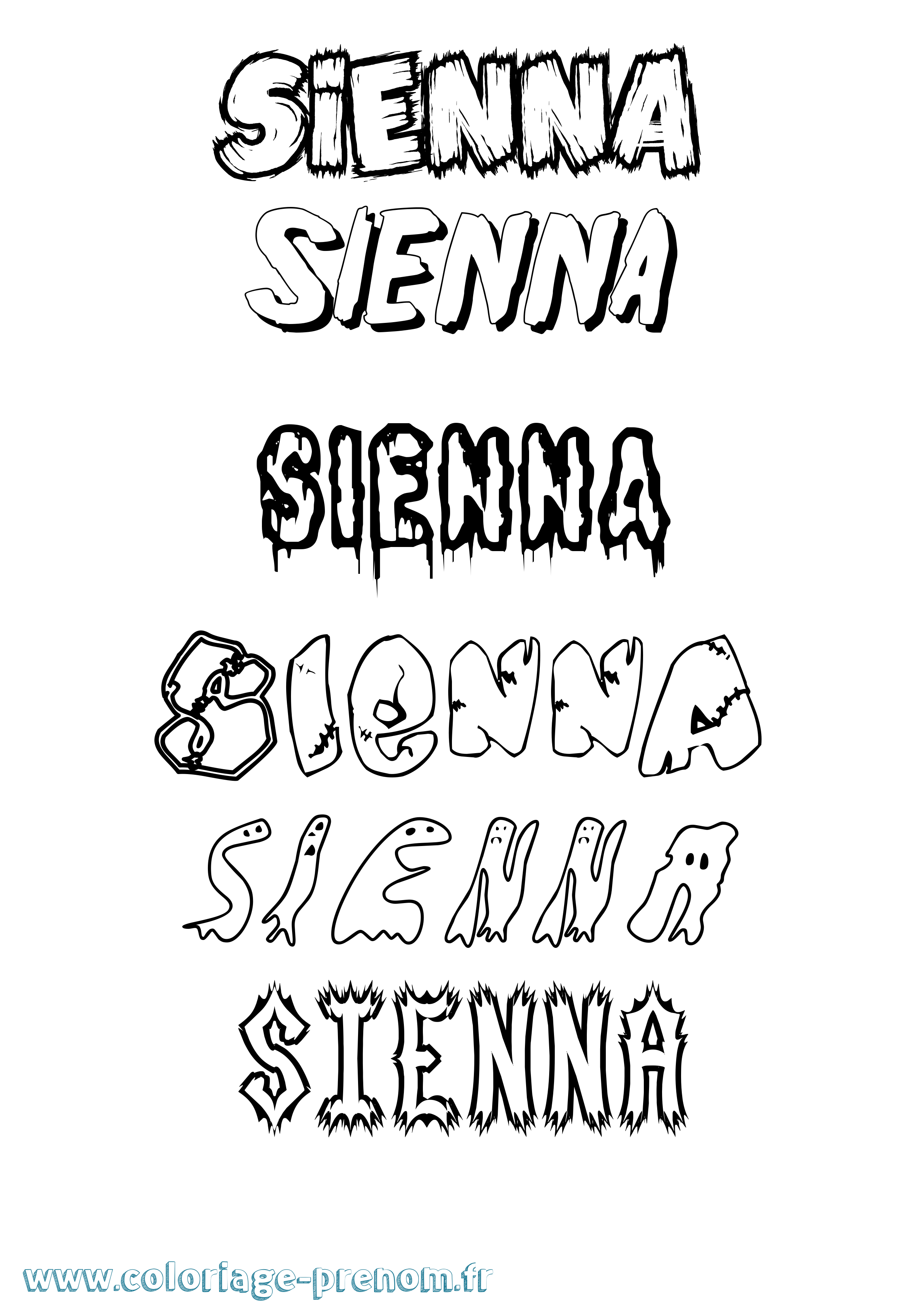 Coloriage prénom Sienna Frisson