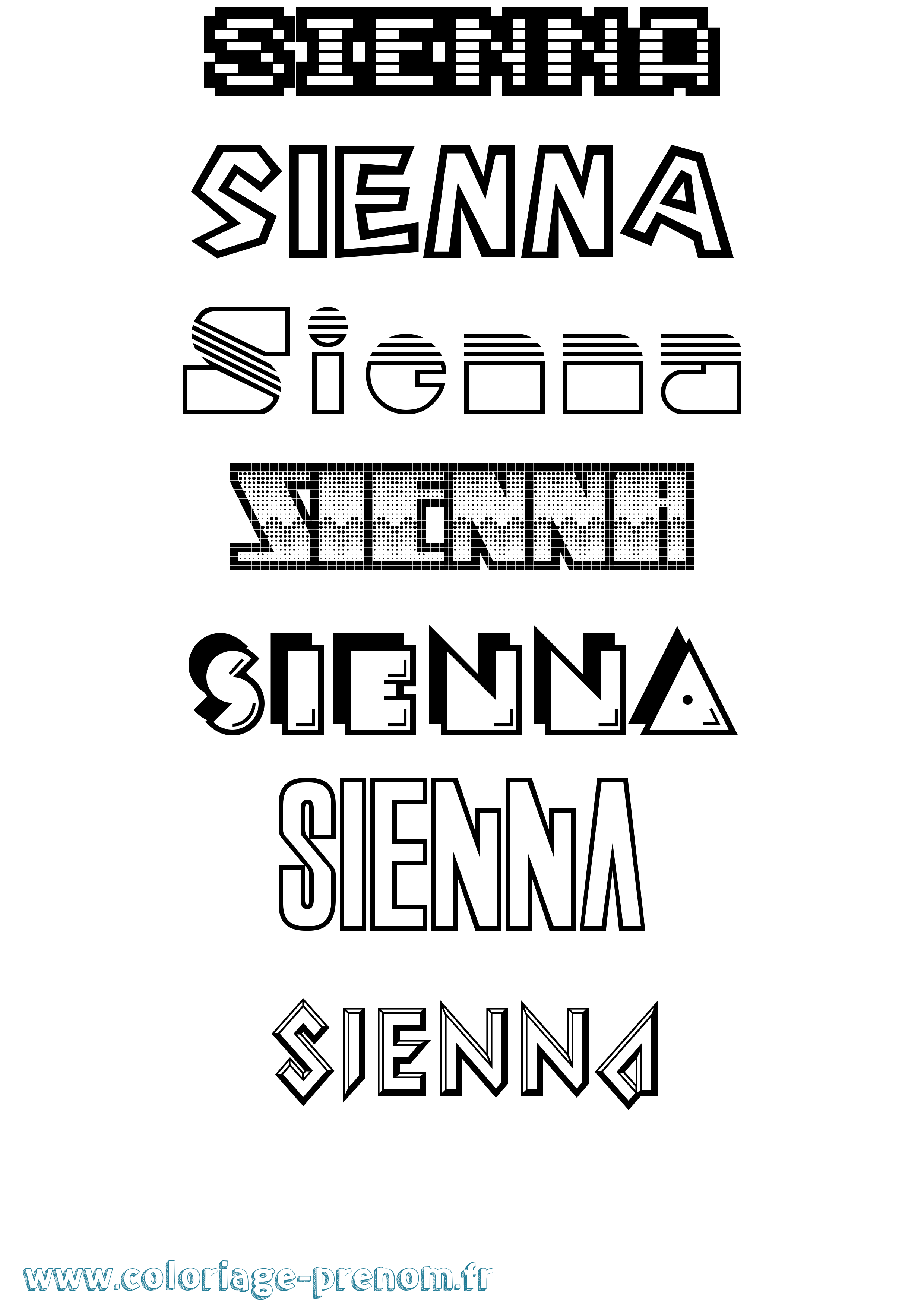 Coloriage Sienna Coloriage prénom Sienna