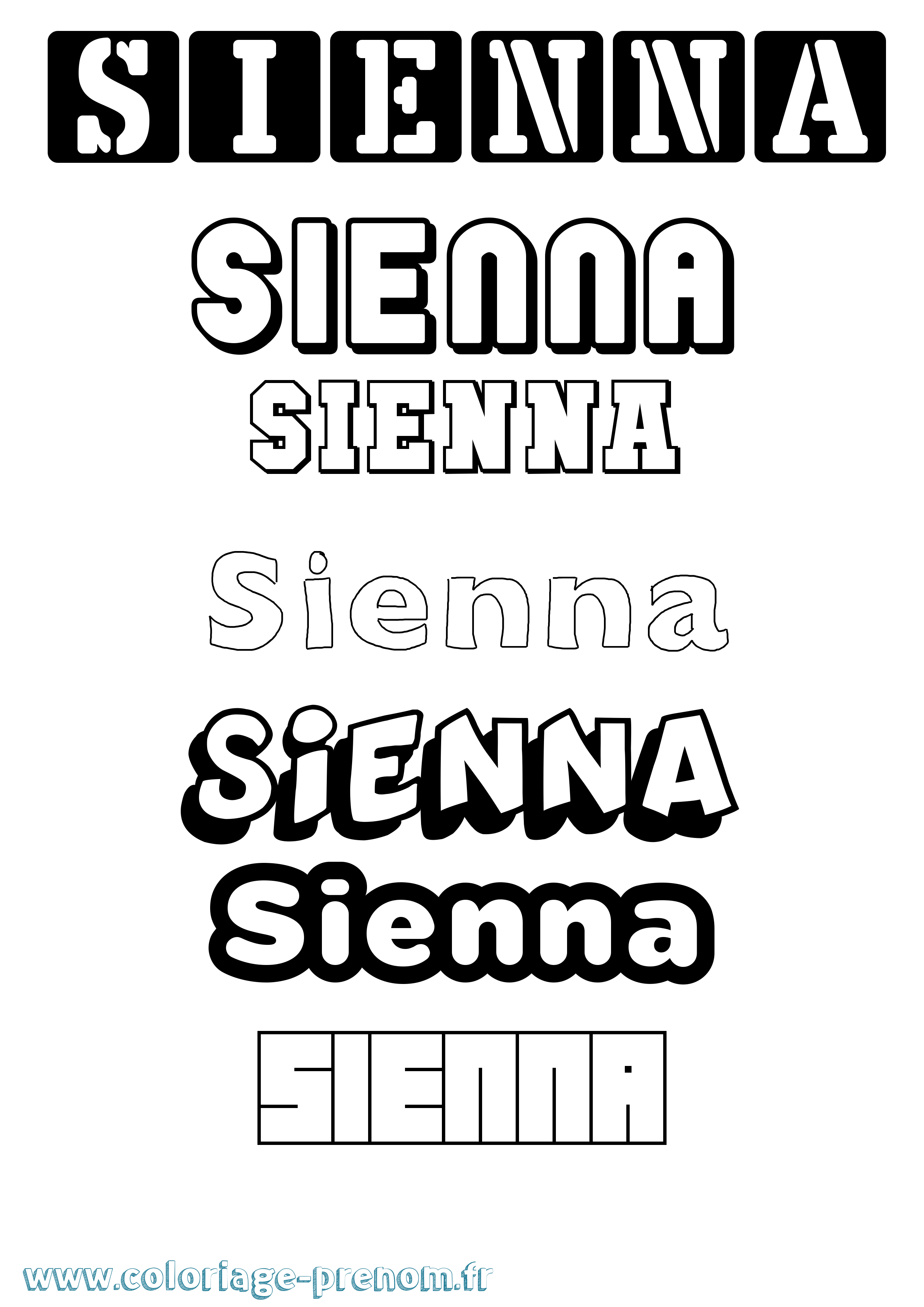 Coloriage prénom Sienna Simple