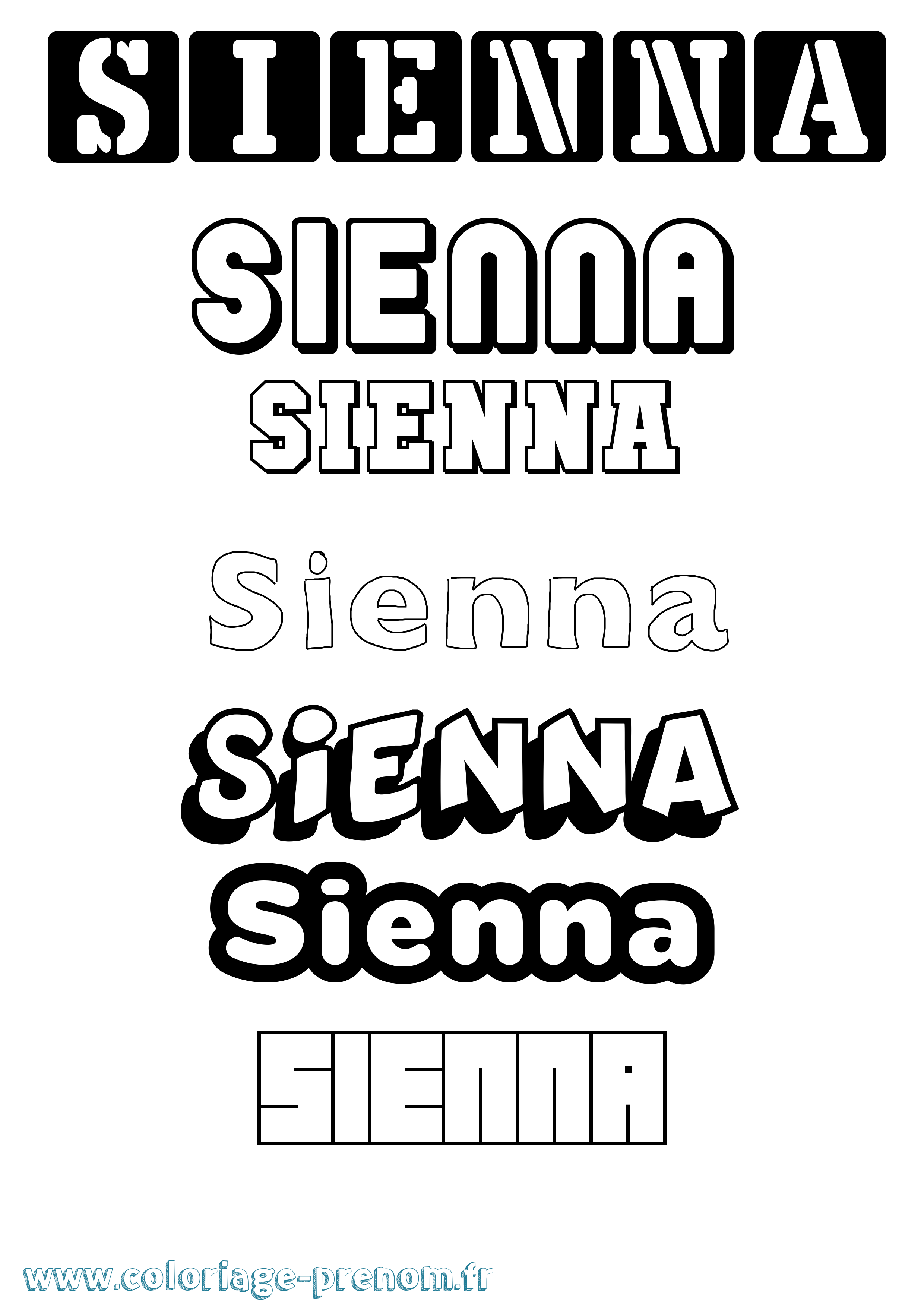 Coloriage Sienna Coloriage prénom Sienna