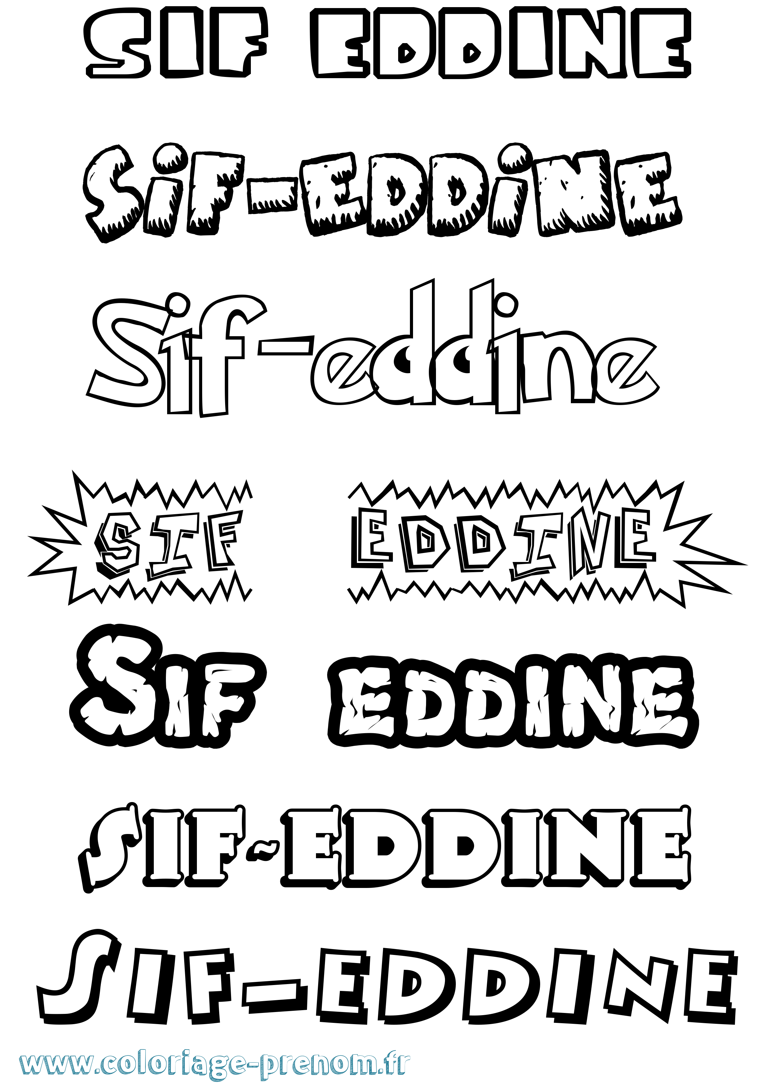 Coloriage prénom Sif-Eddine Dessin Animé