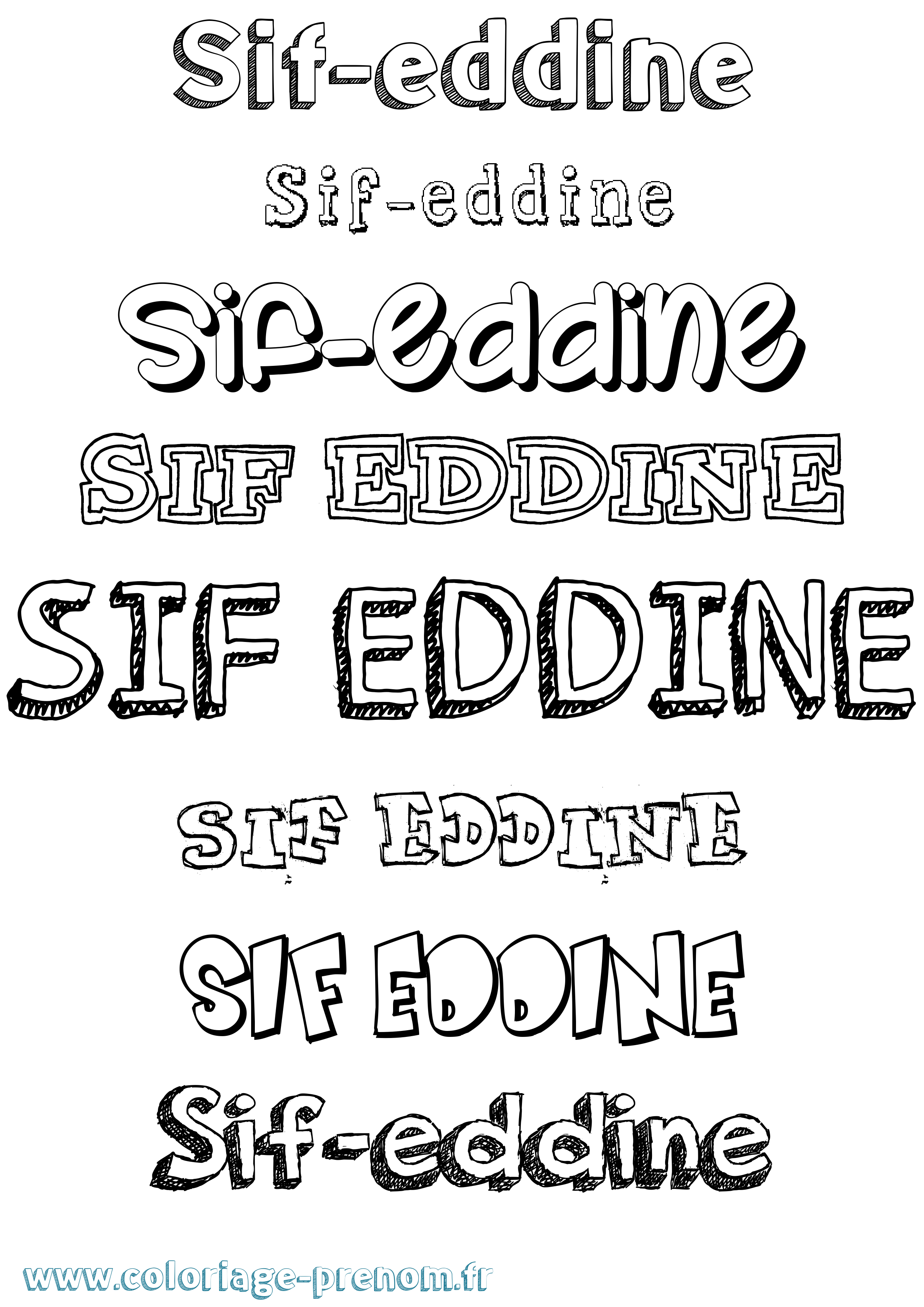 Coloriage prénom Sif-Eddine Dessiné