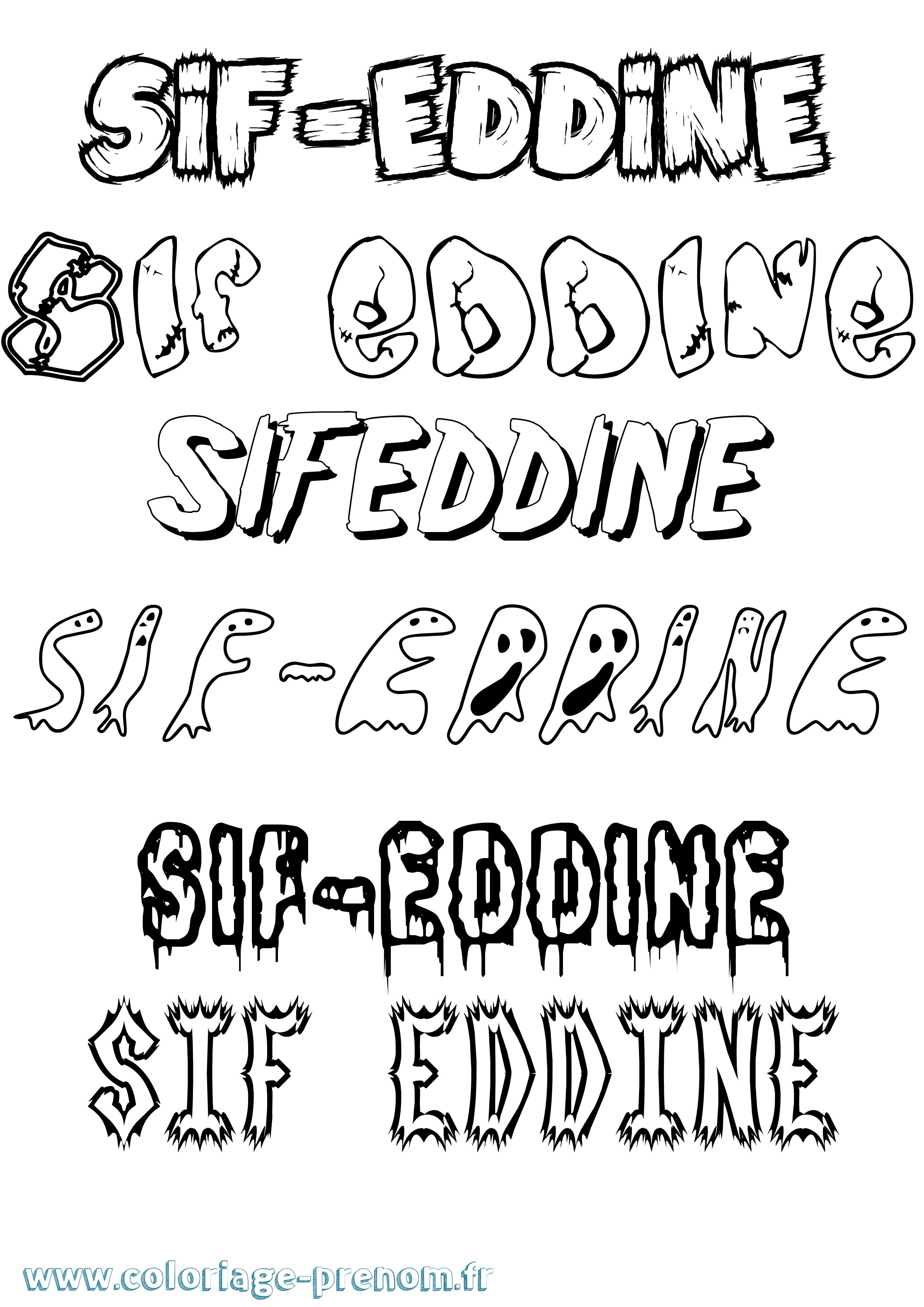 Coloriage prénom Sif-Eddine Frisson