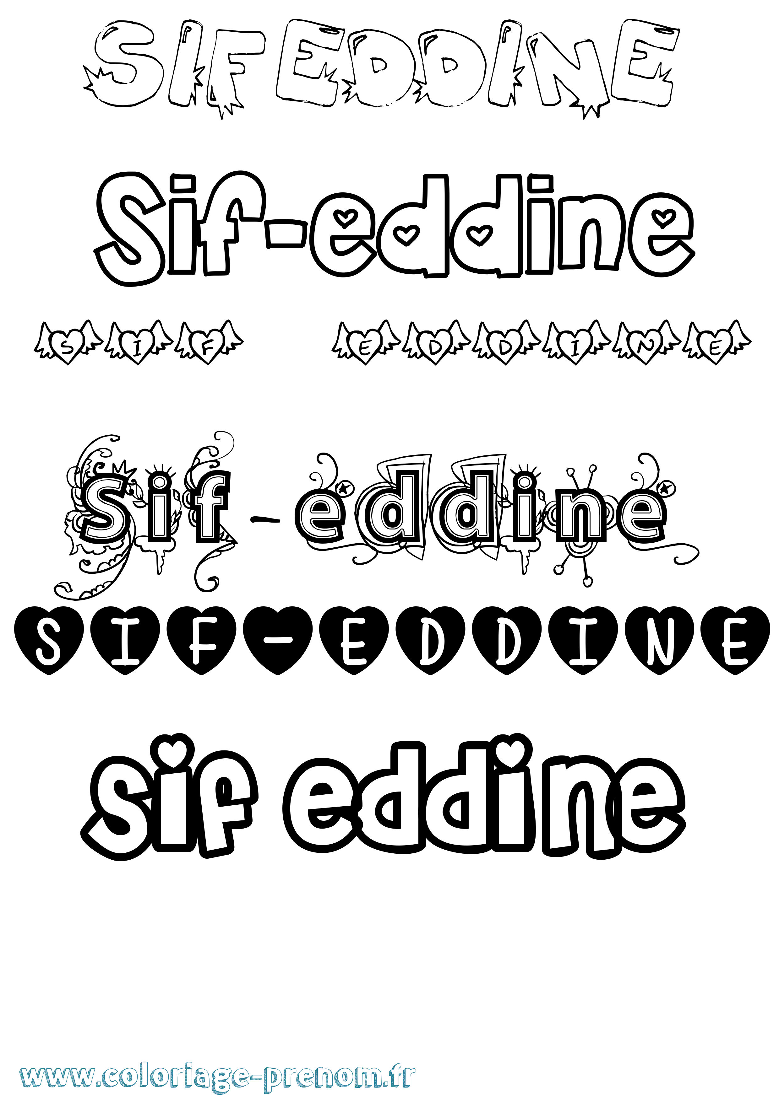 Coloriage prénom Sif-Eddine Girly