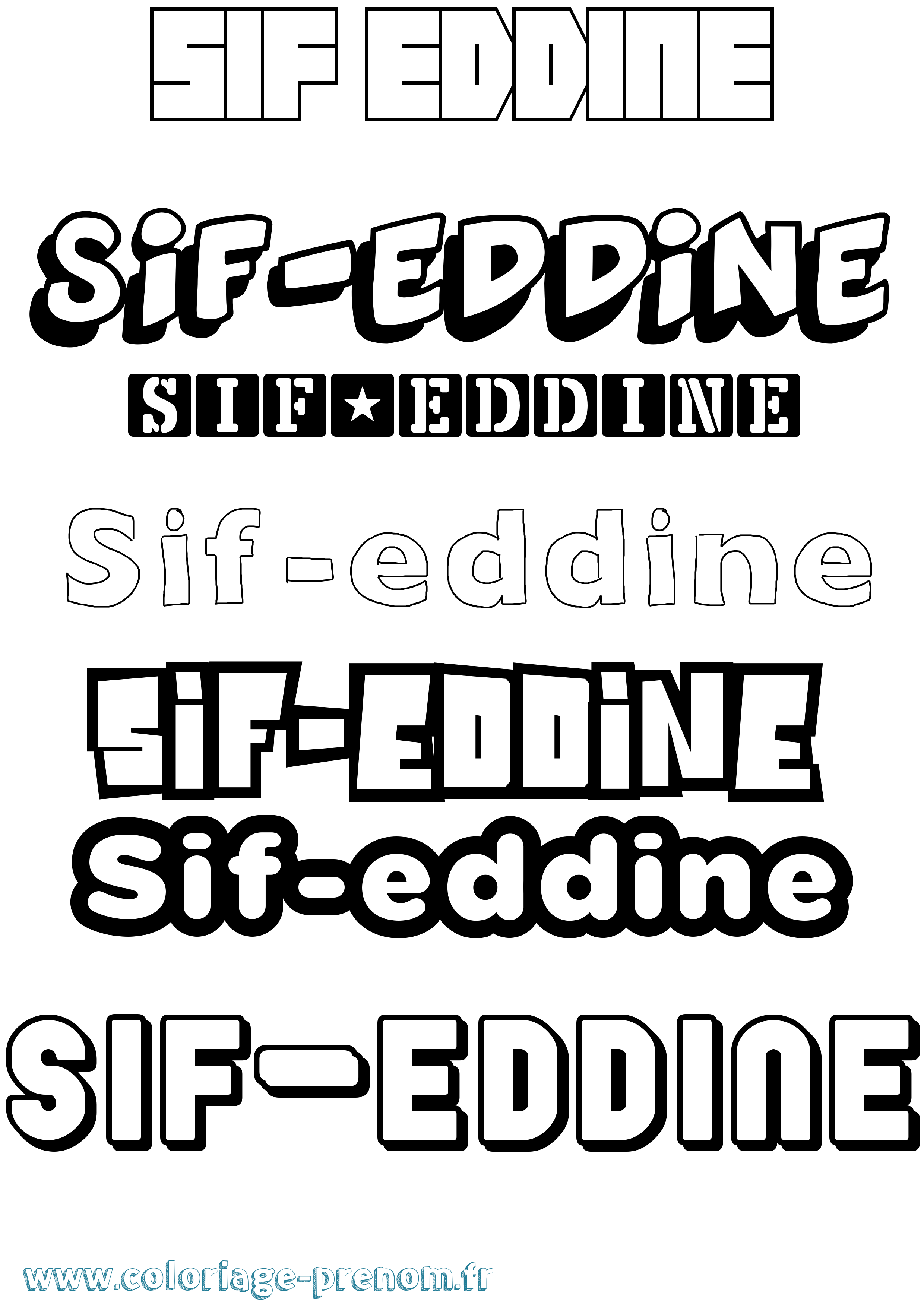 Coloriage prénom Sif-Eddine Simple