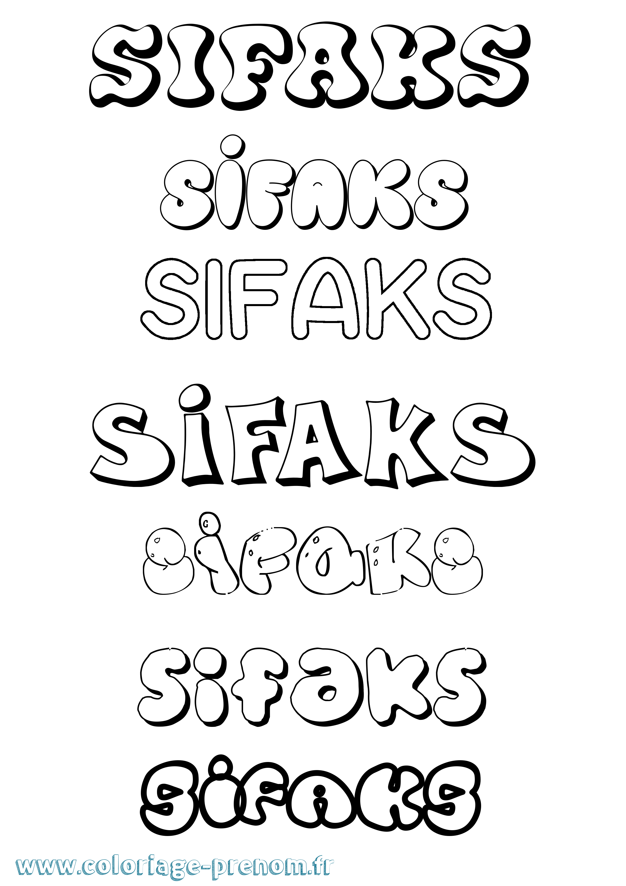 Coloriage Sifaks Bubble Coloriage prénom Sifaks Bubble