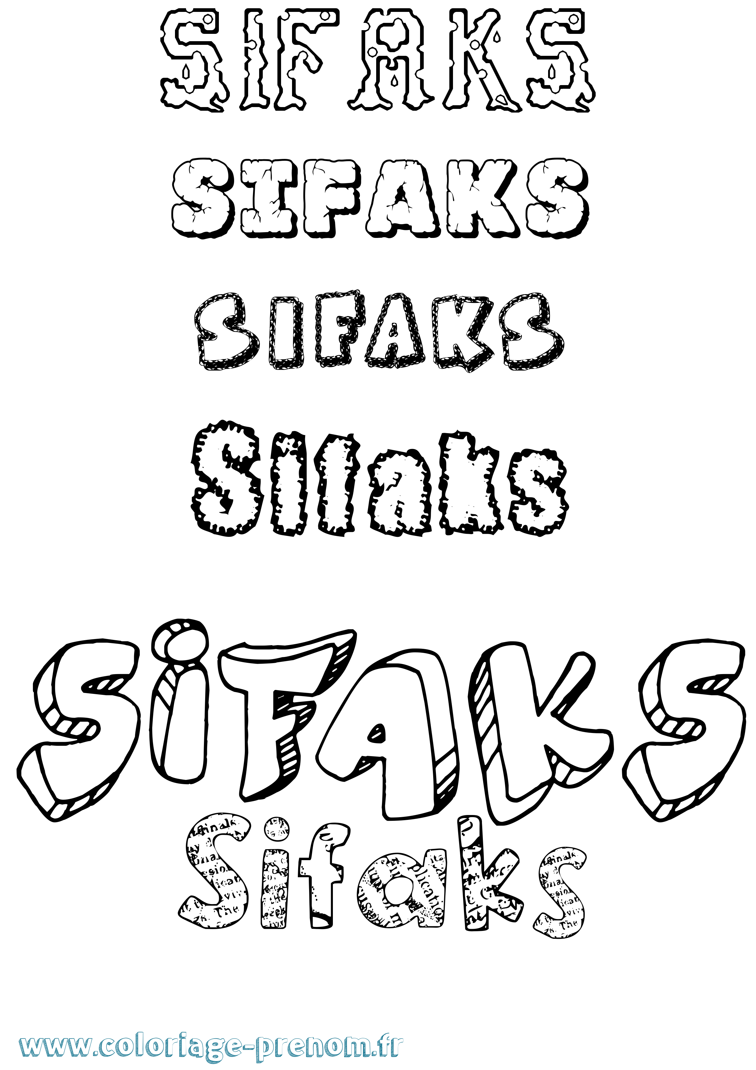 Coloriage prénom Sifaks Destructuré
