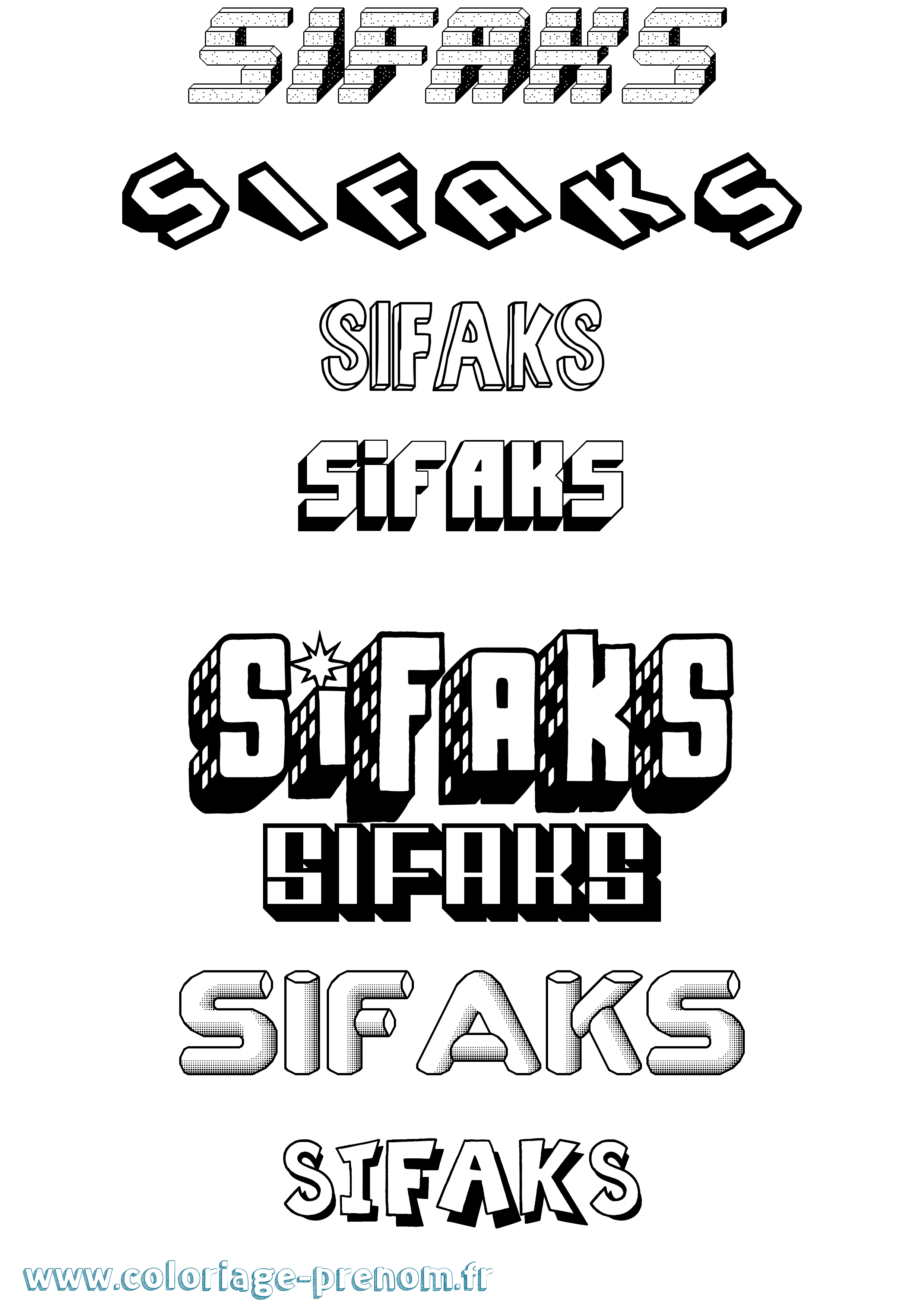 Coloriage prénom Sifaks Effet 3D
