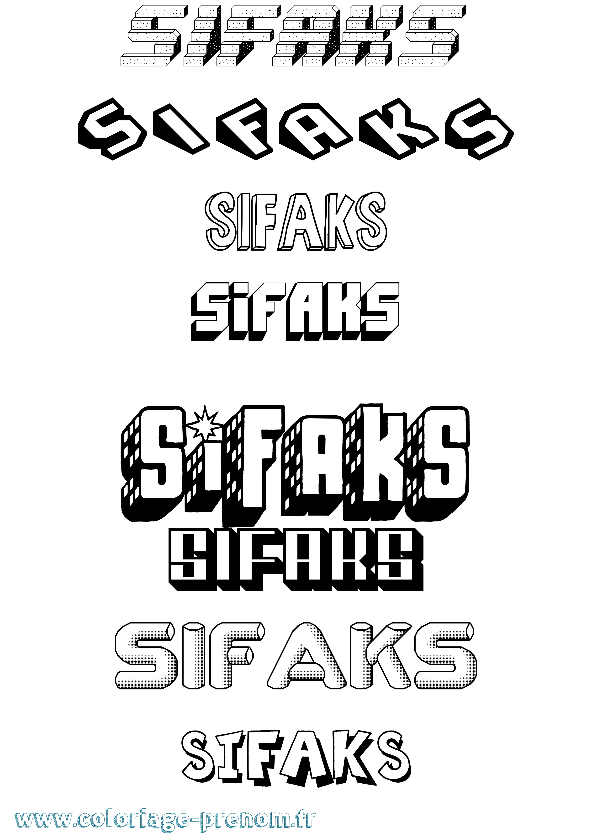 Coloriage Sifaks Effet 3D Coloriage prénom Sifaks Effet 3D