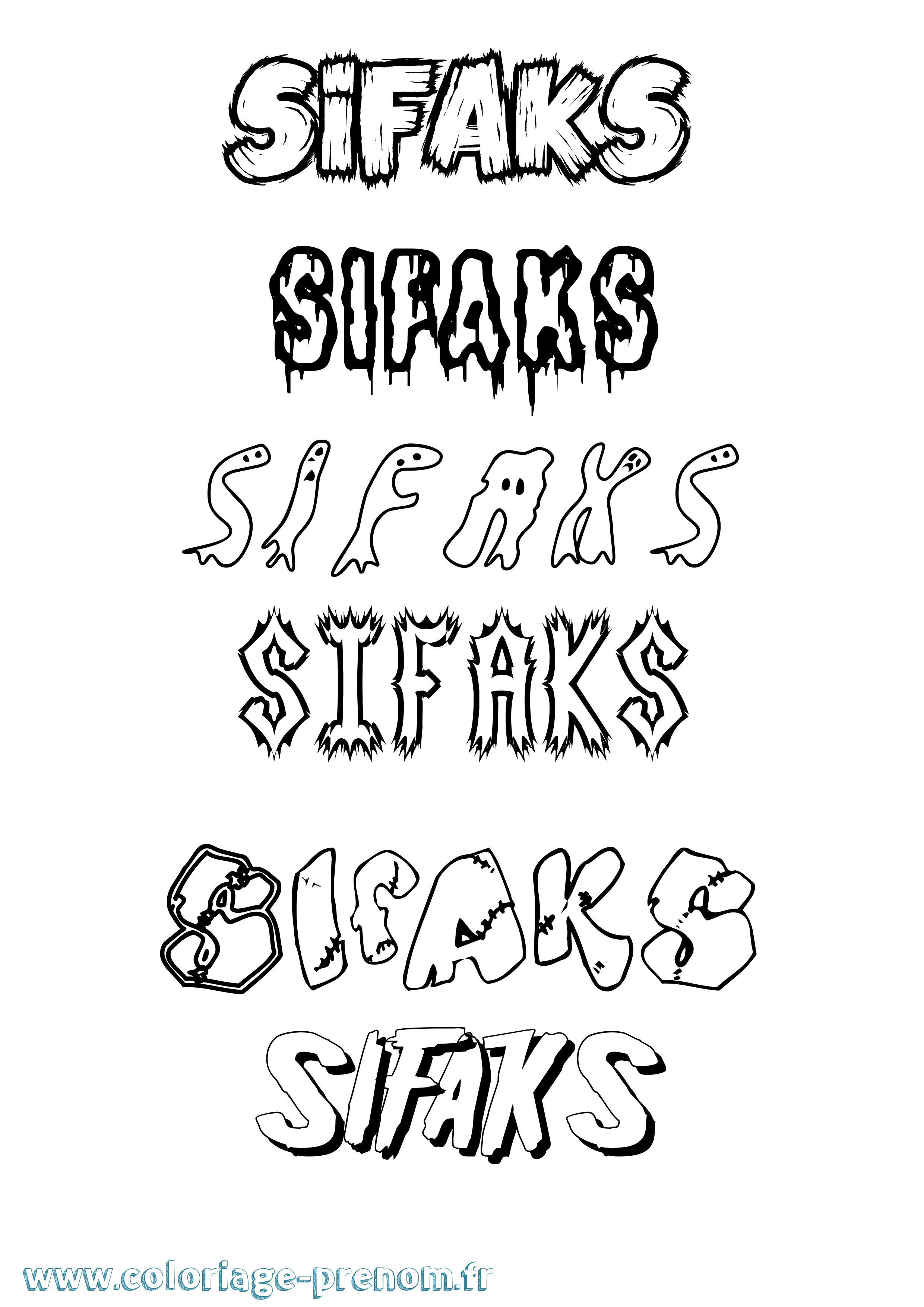 Coloriage Sifaks Frisson Coloriage prénom Sifaks Frisson