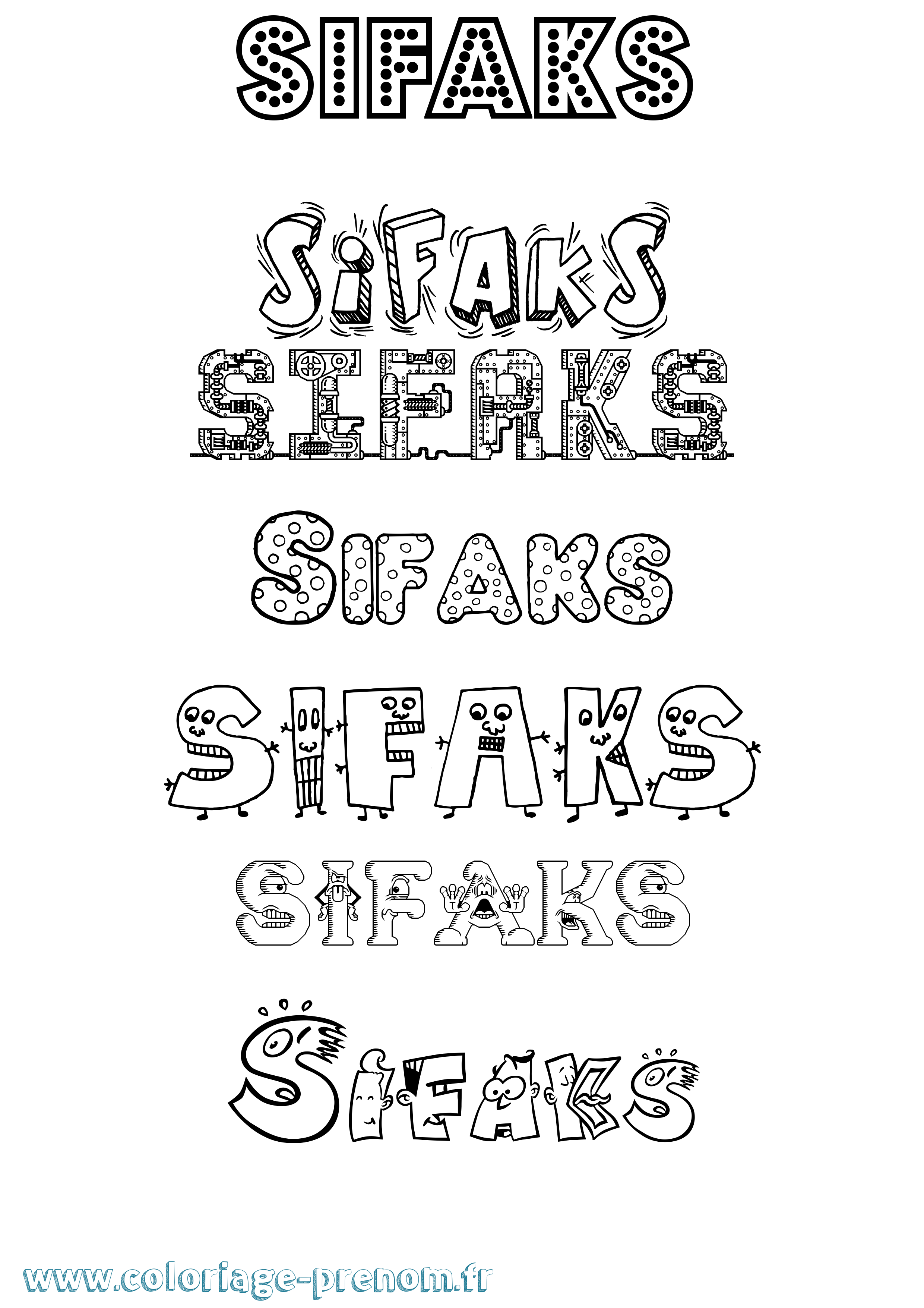 Coloriage Sifaks Fun Coloriage prénom Sifaks Fun