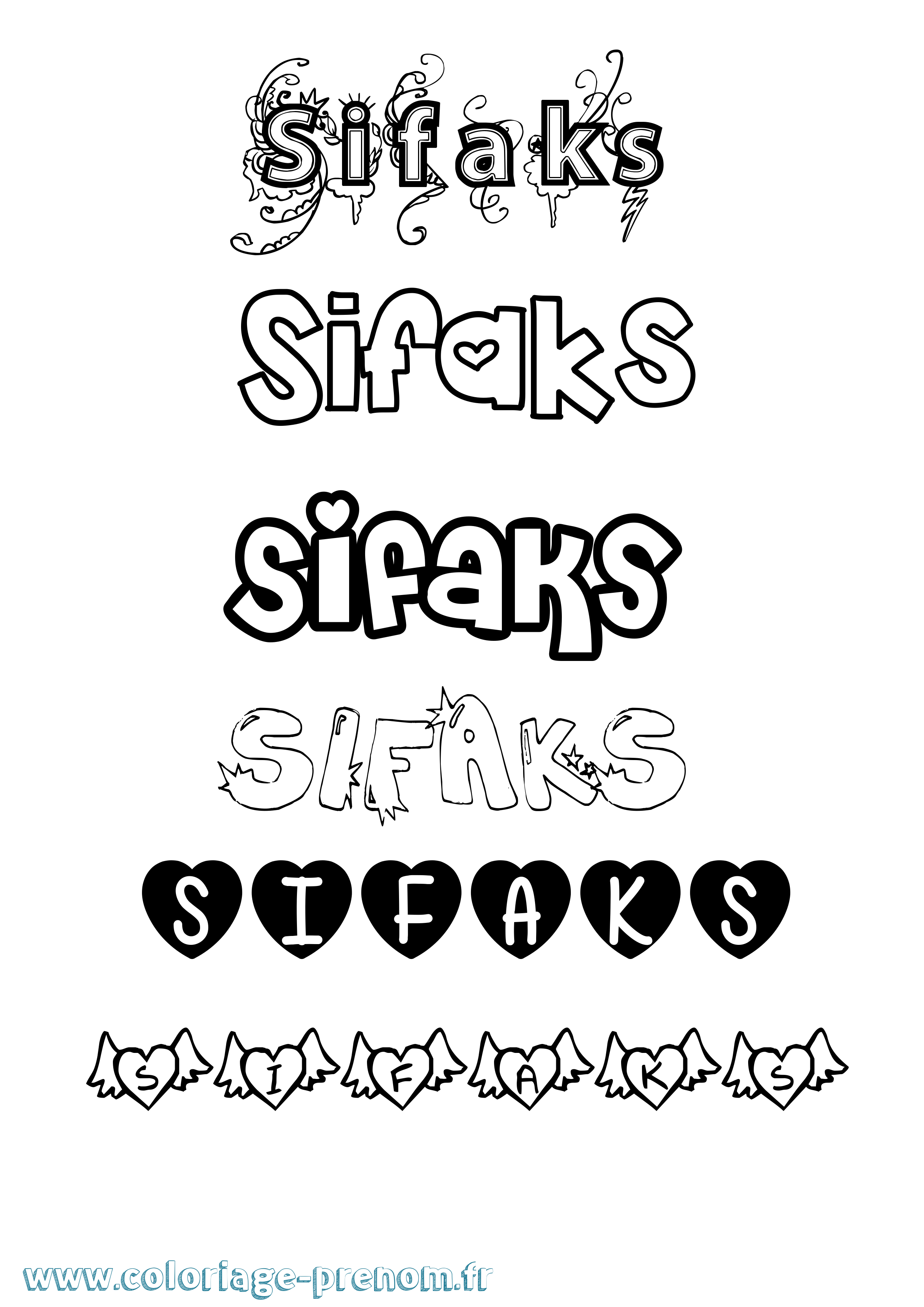 Coloriage Sifaks Girly Coloriage prénom Sifaks Girly