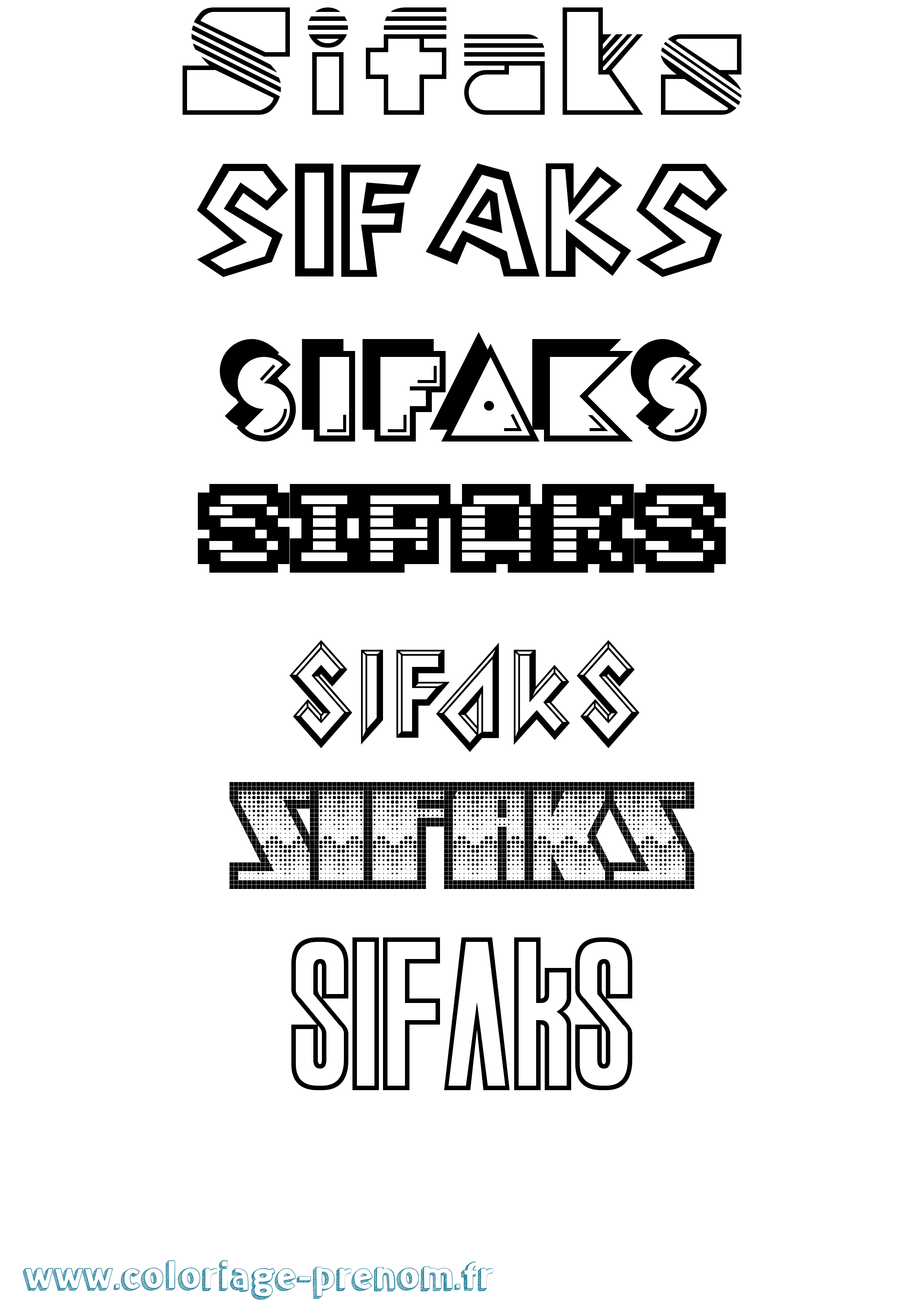 Coloriage prénom Sifaks Jeux Vidéos
