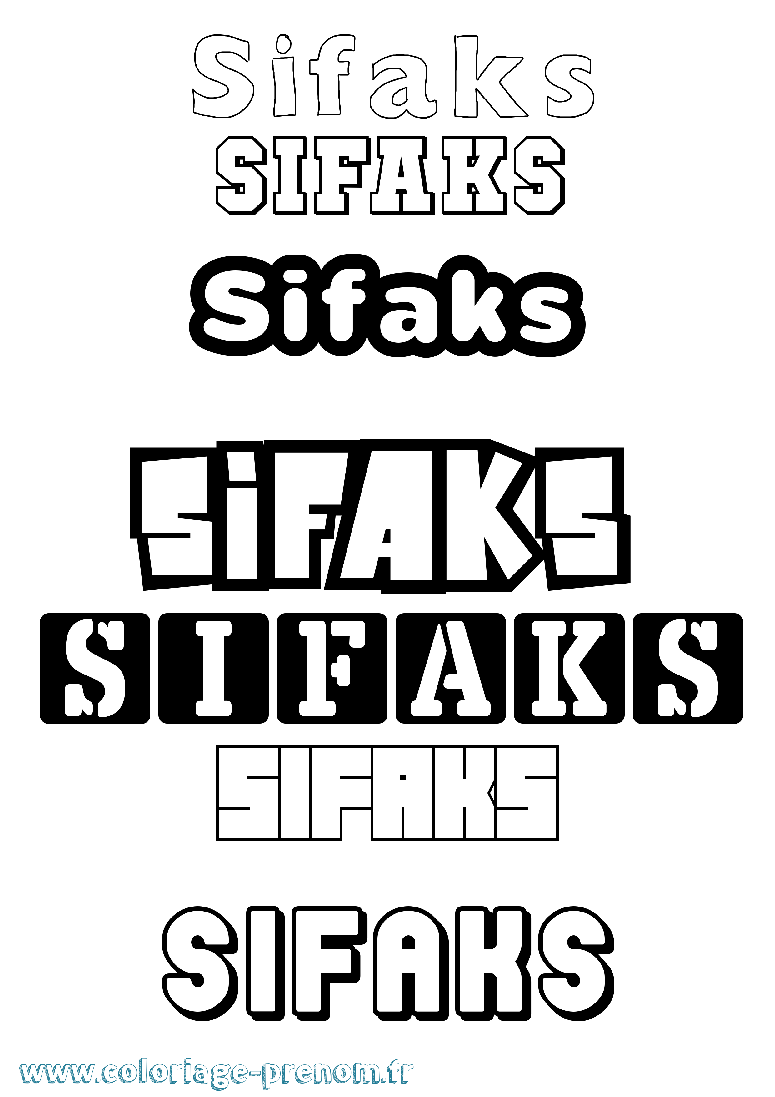 Coloriage prénom Sifaks Simple