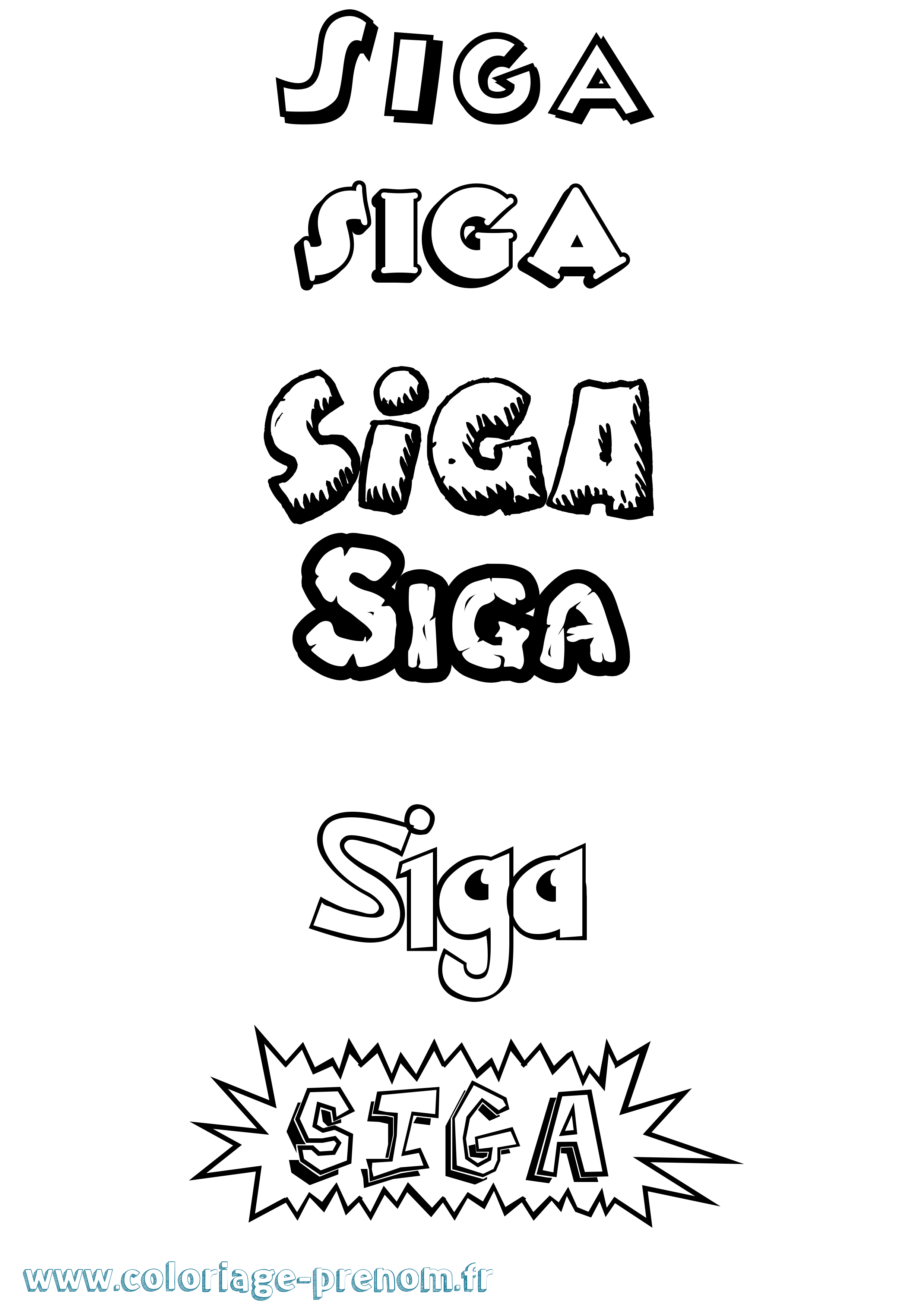 Coloriage Siga Dessin Animé Coloriage prénom Siga Dessin Animé