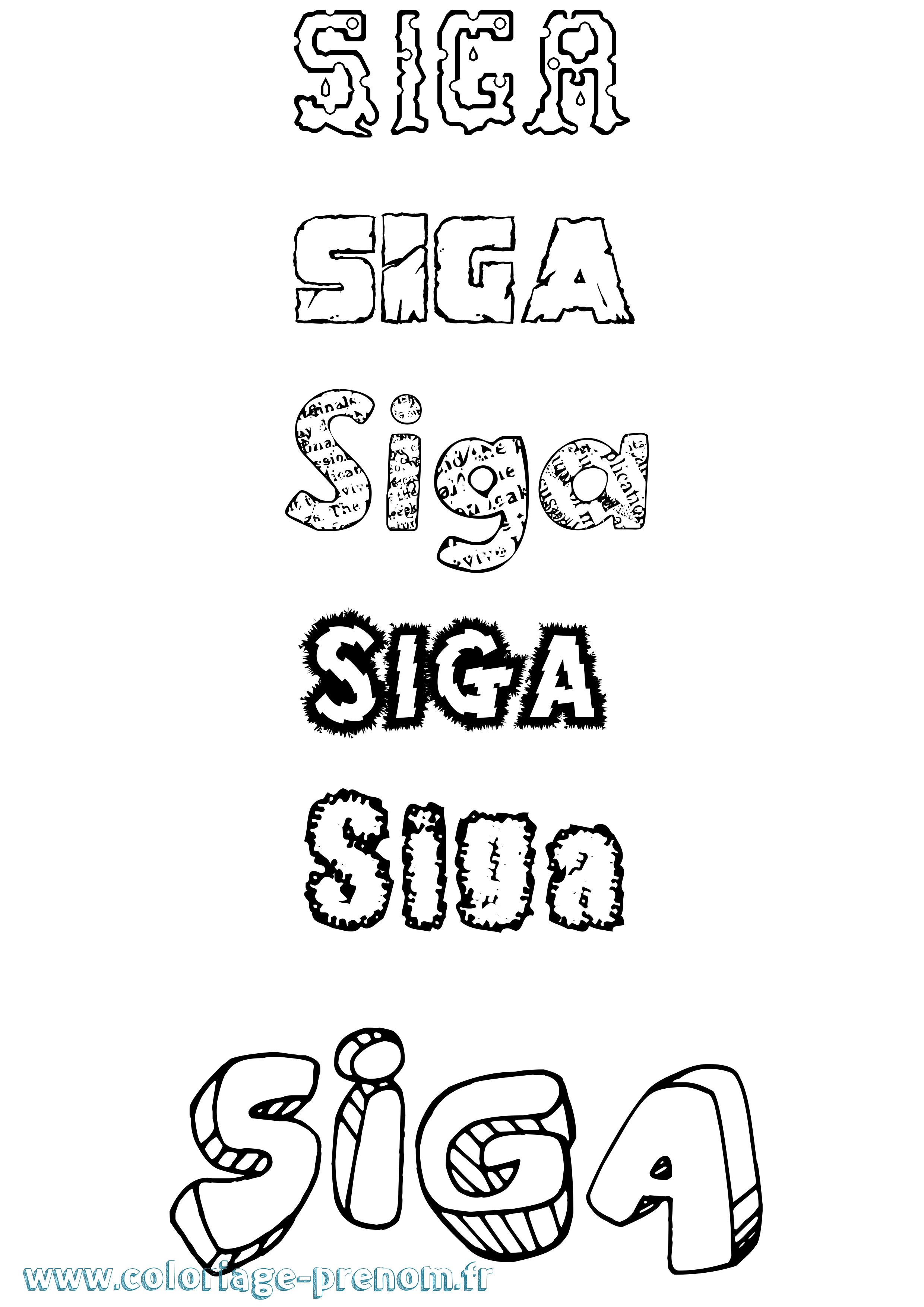 Coloriage Siga Destructuré Coloriage prénom Siga Destructuré