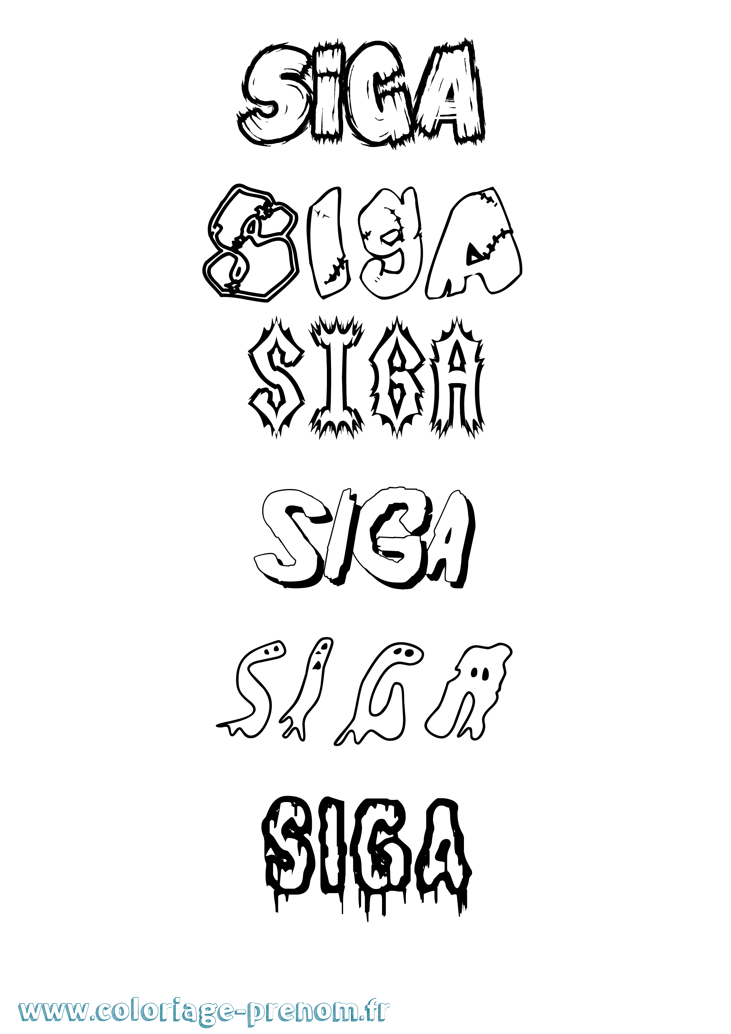 Coloriage Siga Frisson Coloriage prénom Siga Frisson