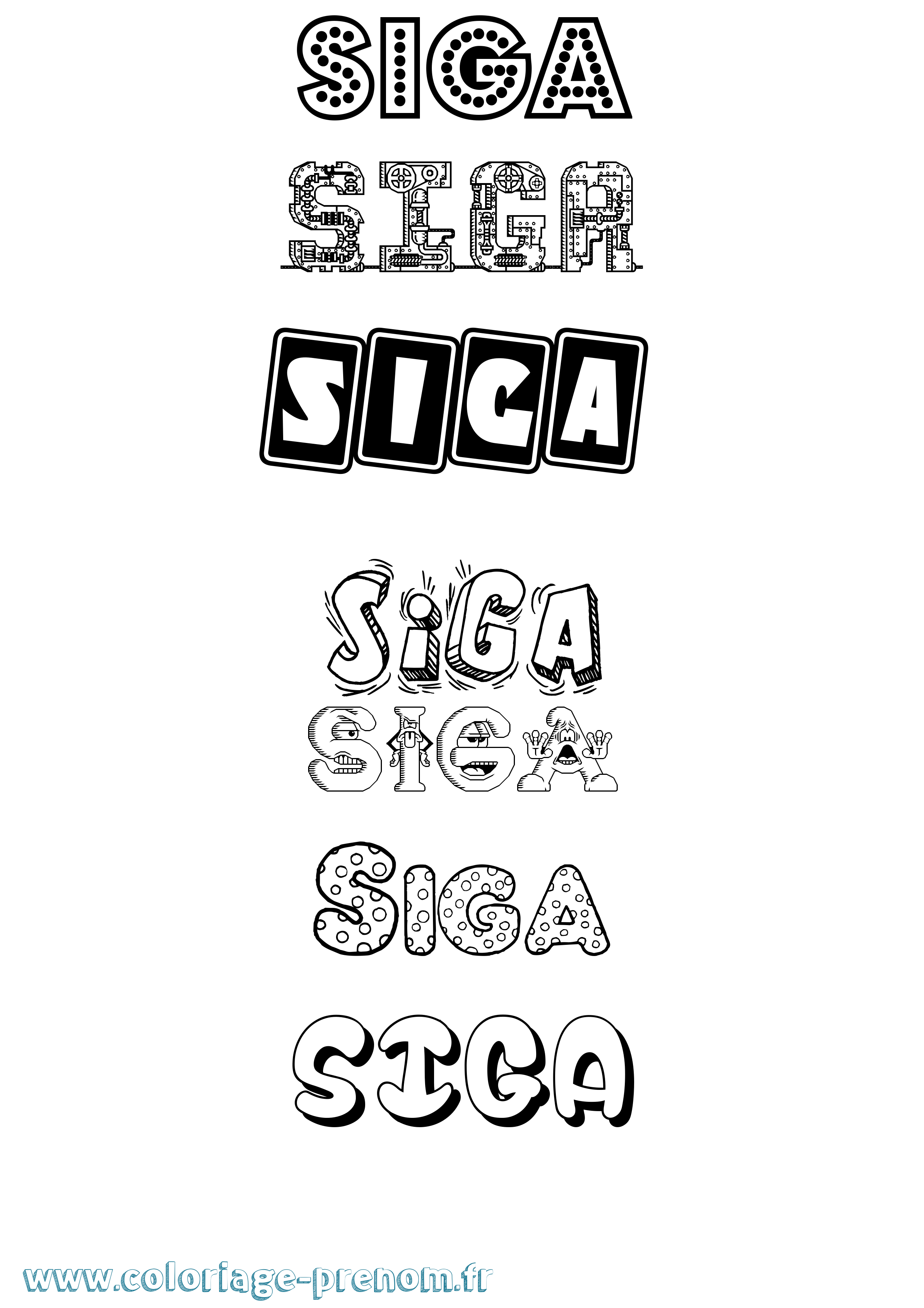 Coloriage Siga Fun Coloriage prénom Siga Fun