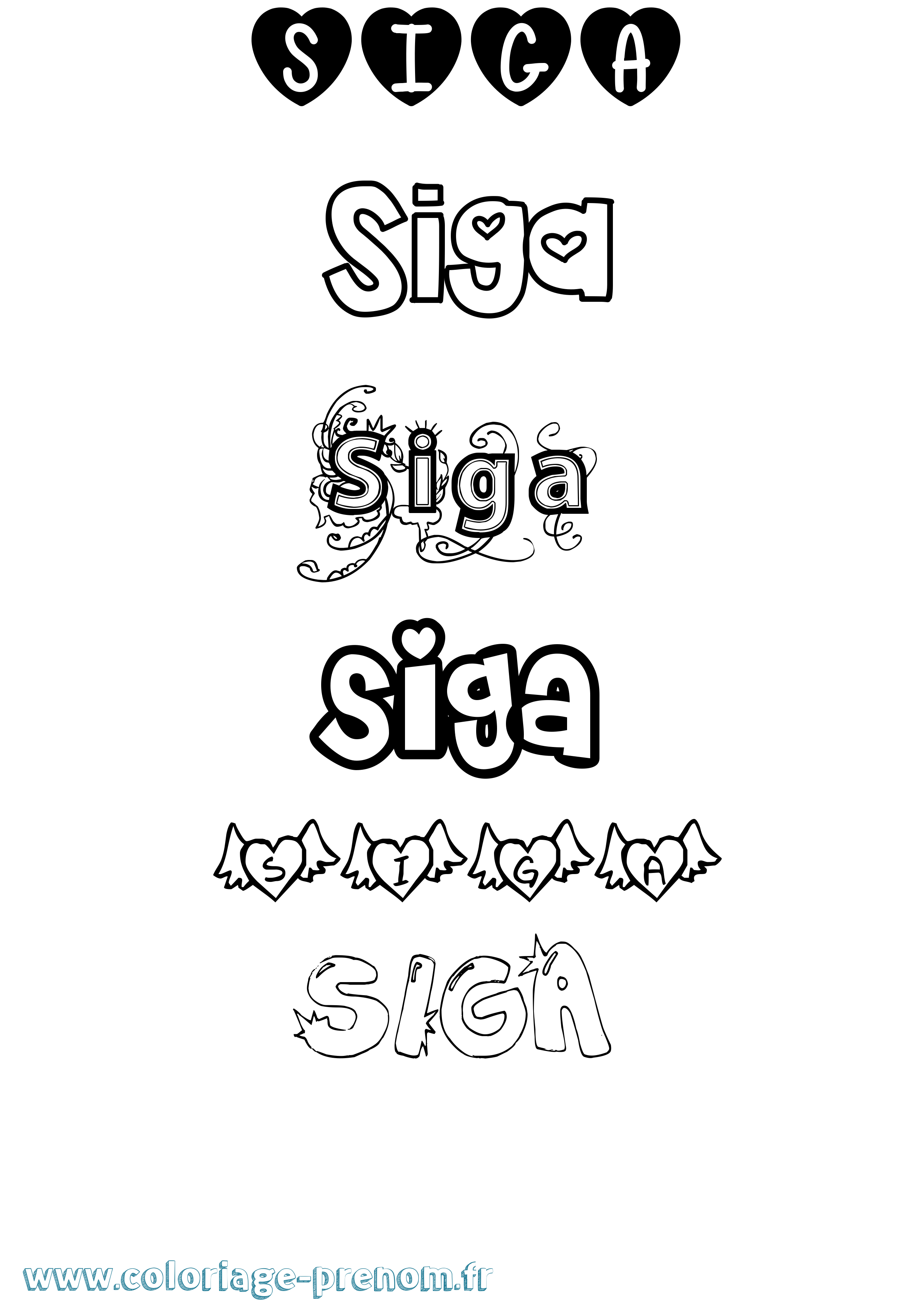 Coloriage Siga Girly Coloriage prénom Siga Girly