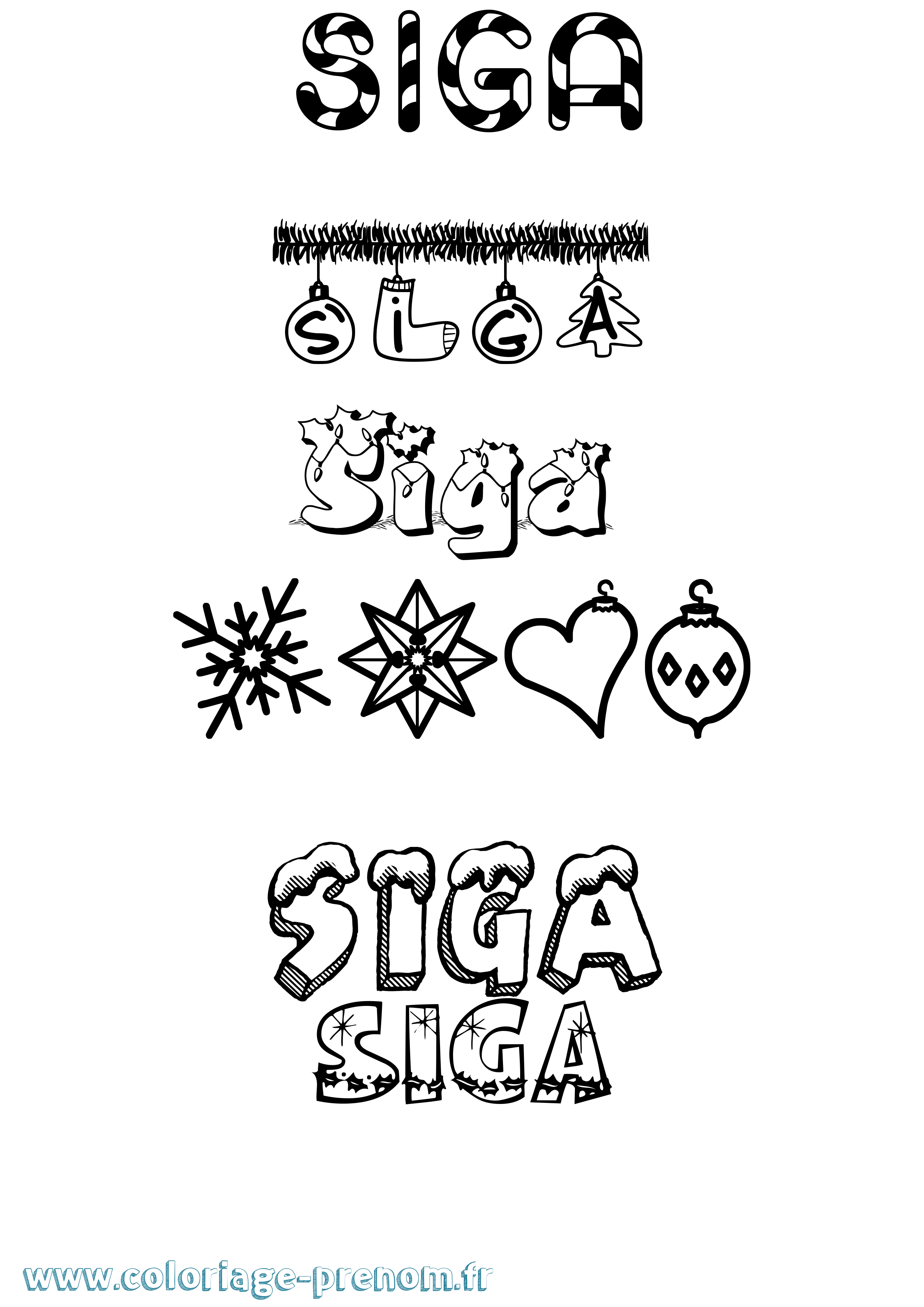 Coloriage Siga Noël Coloriage prénom Siga Noël