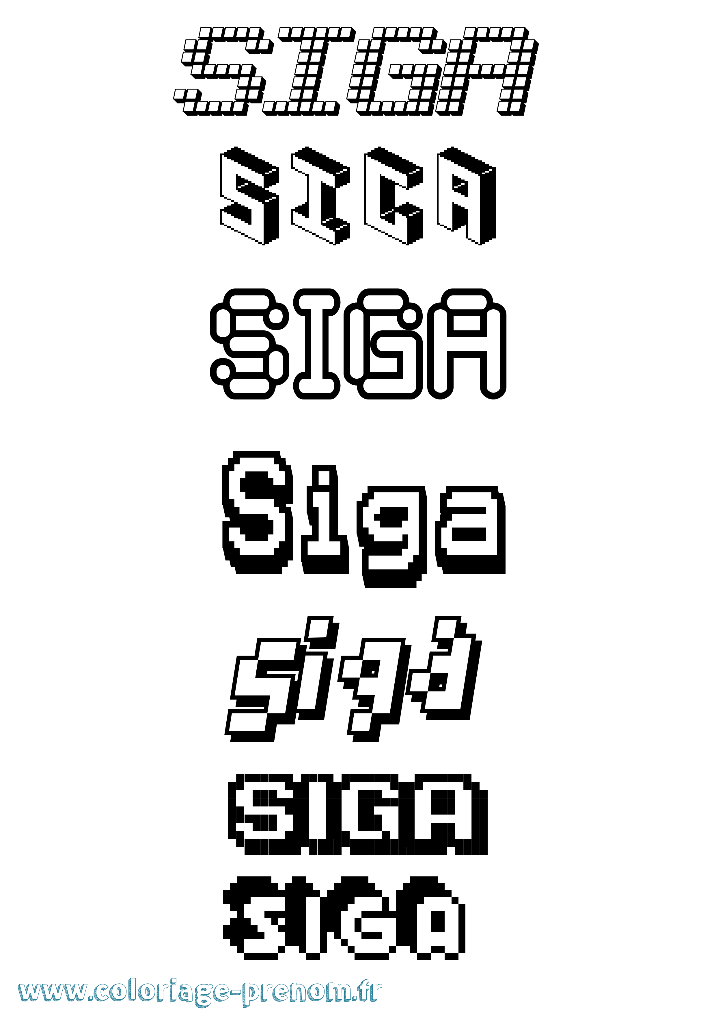Coloriage Siga Pixel Coloriage prénom Siga Pixel