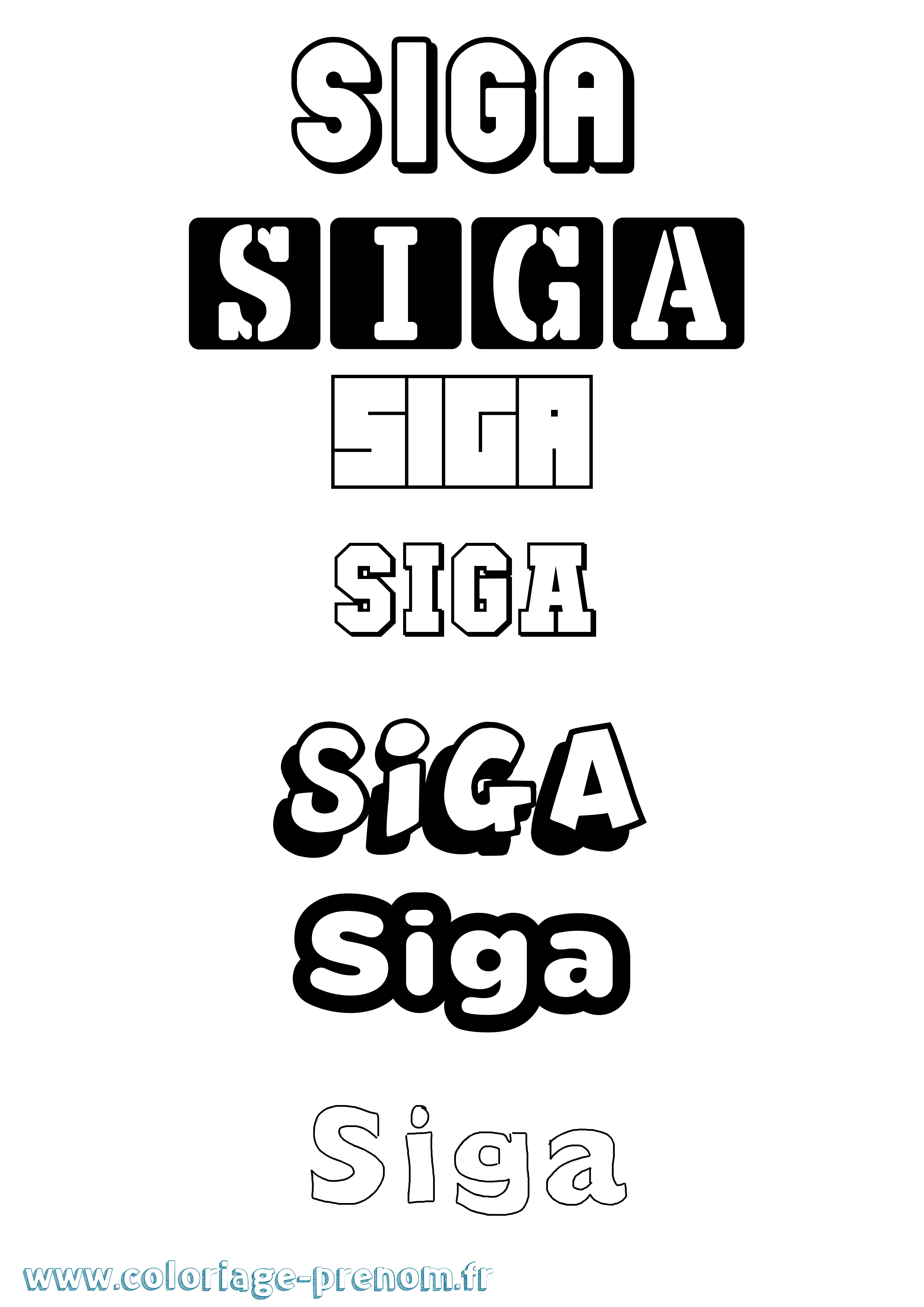 Coloriage Siga Simple Coloriage prénom Siga Simple