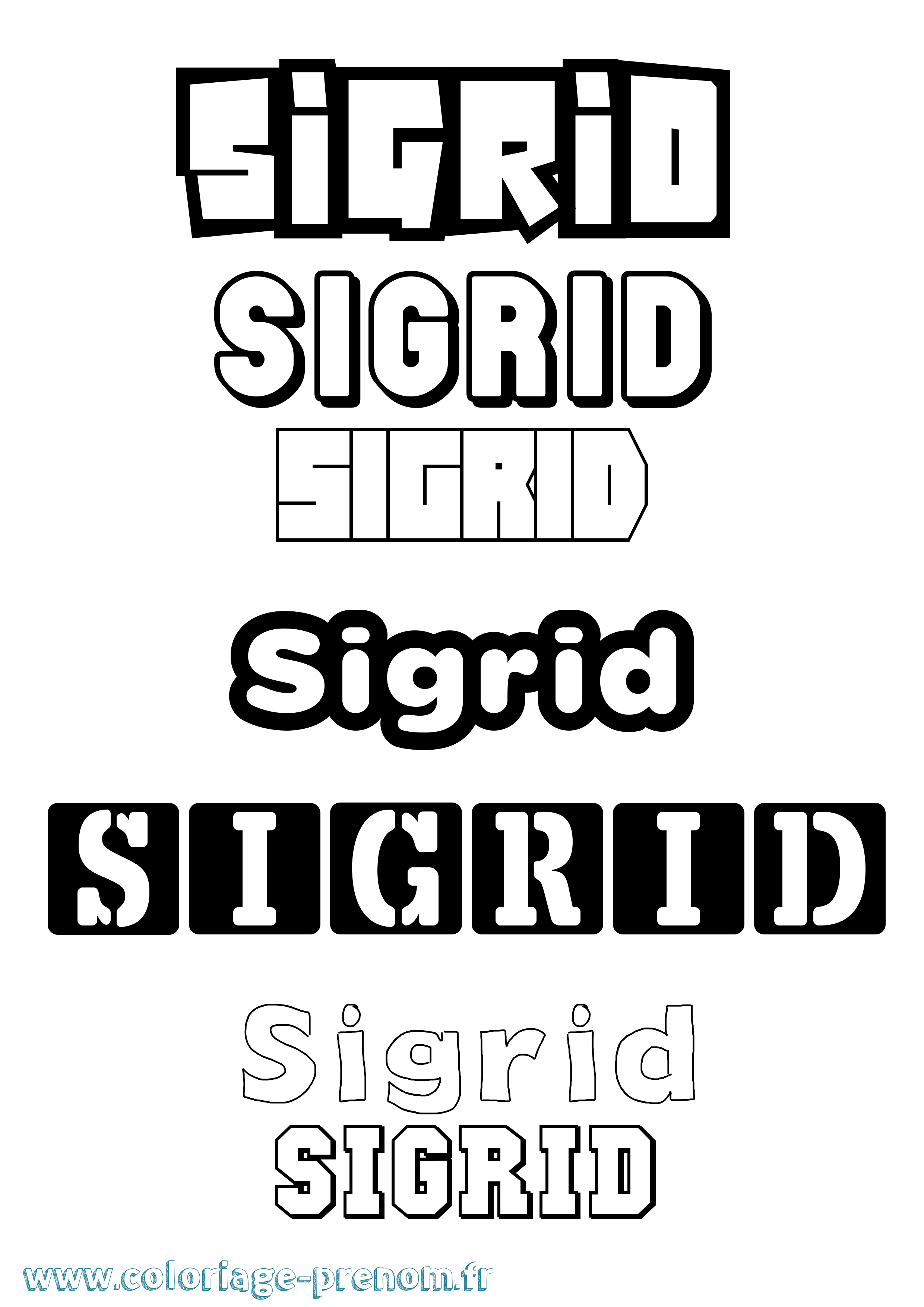 Coloriage prénom Sigrid Simple