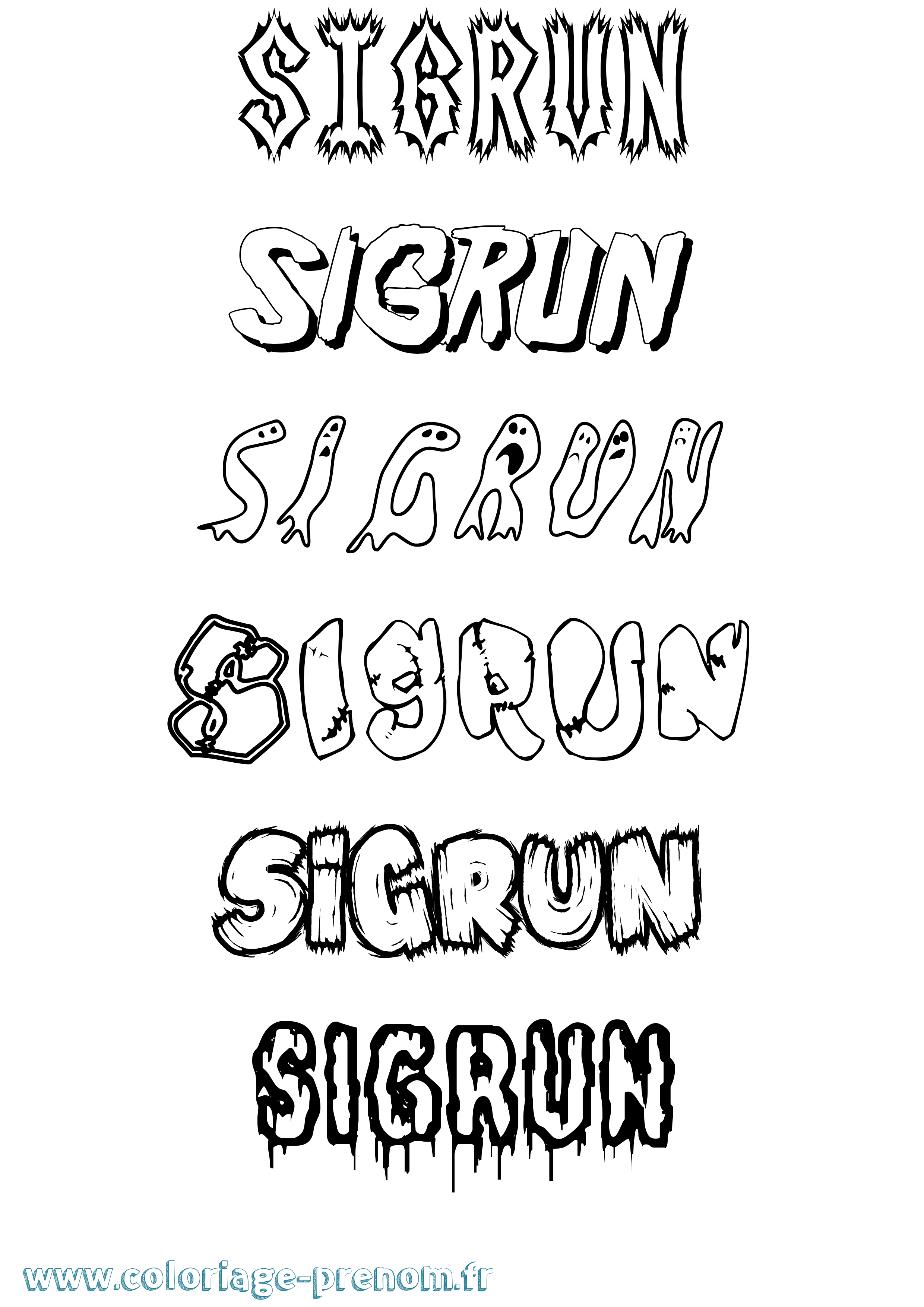 Coloriage prénom Sigrun Frisson