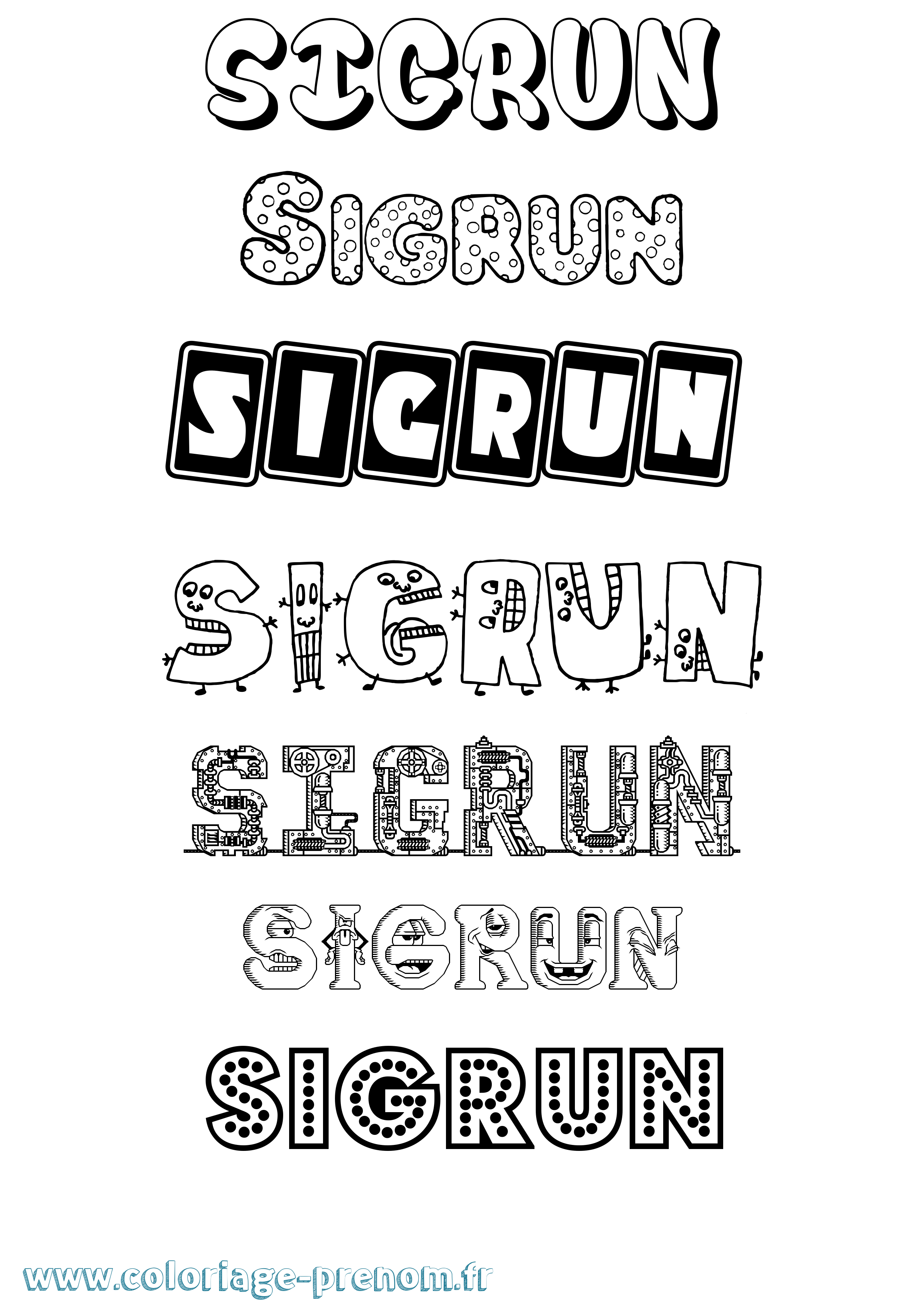 Coloriage prénom Sigrun Fun