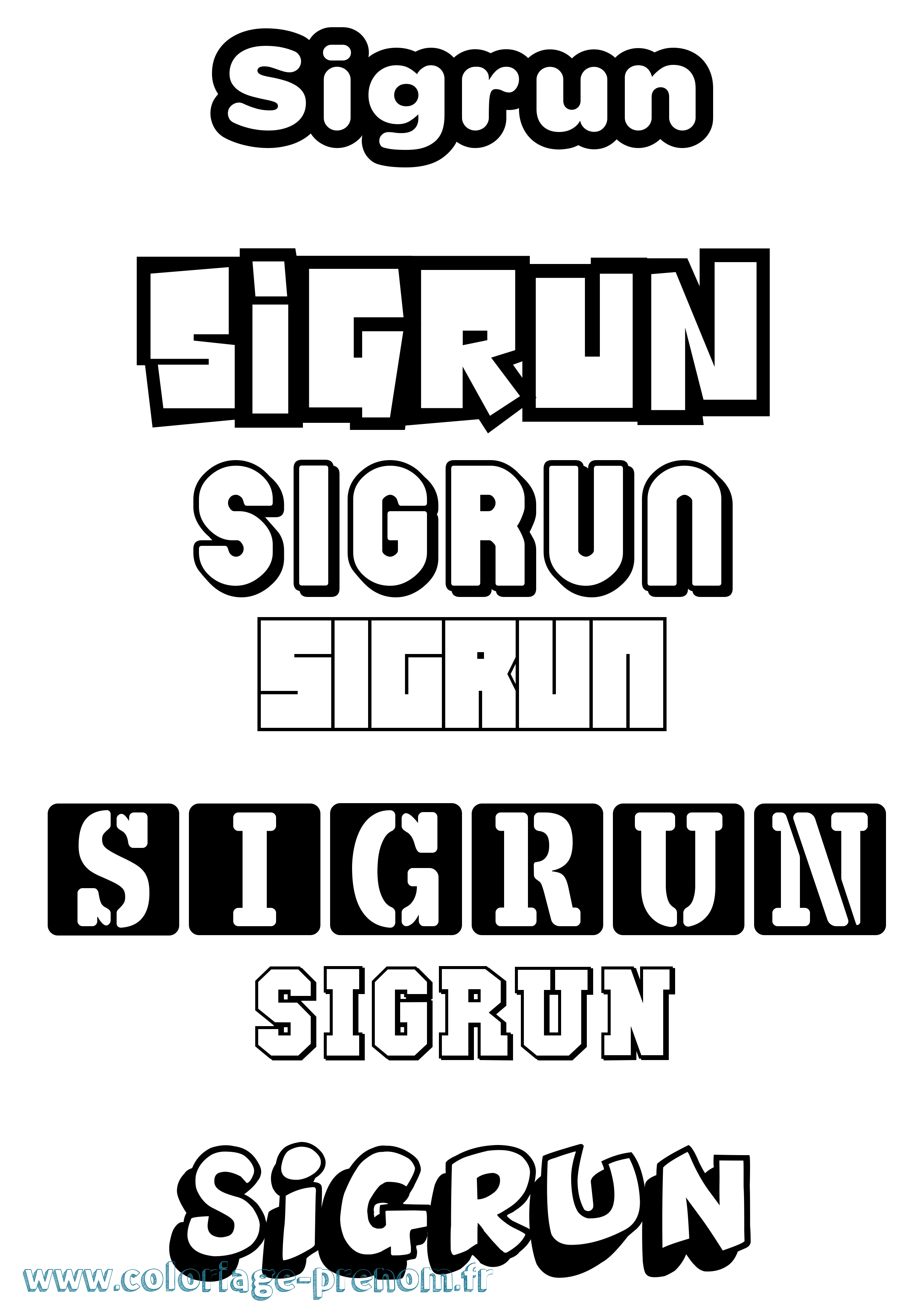 Coloriage prénom Sigrun Simple