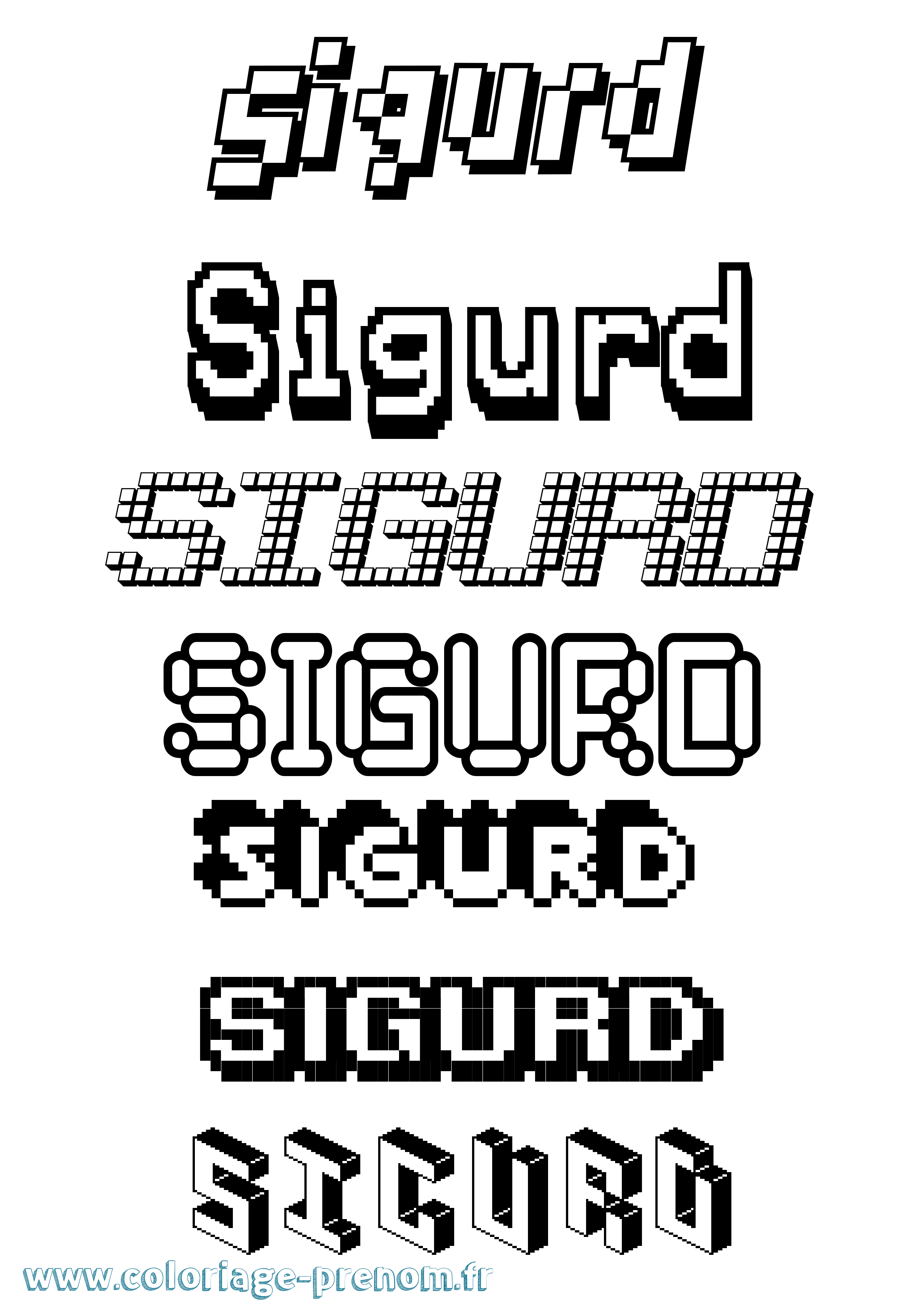 Coloriage prénom Sigurd Pixel