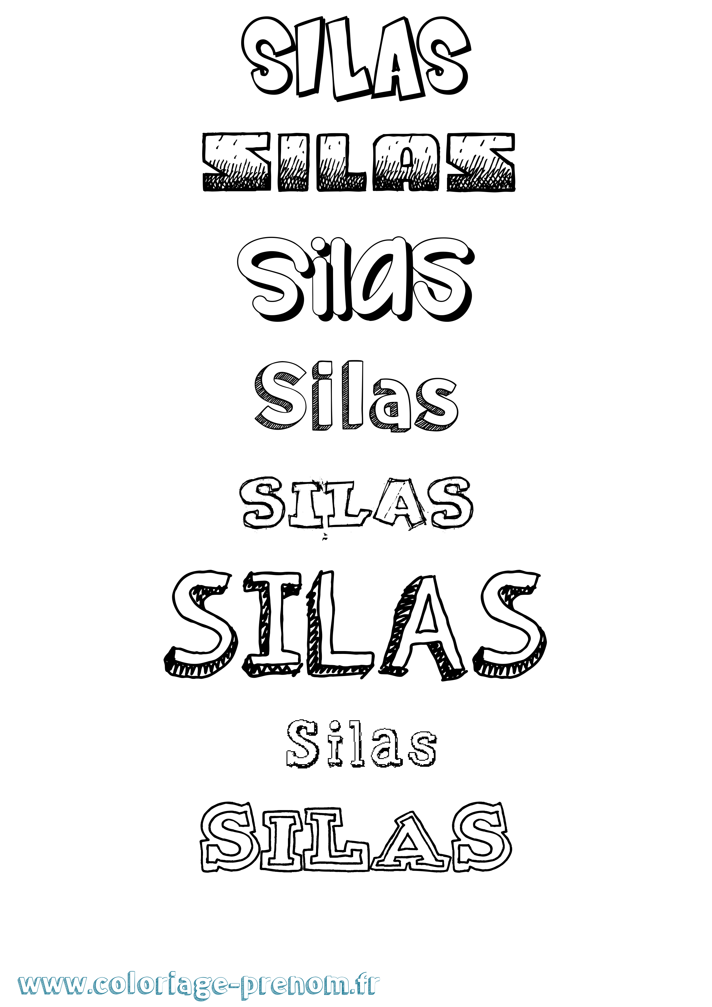 Coloriage prénom Silas