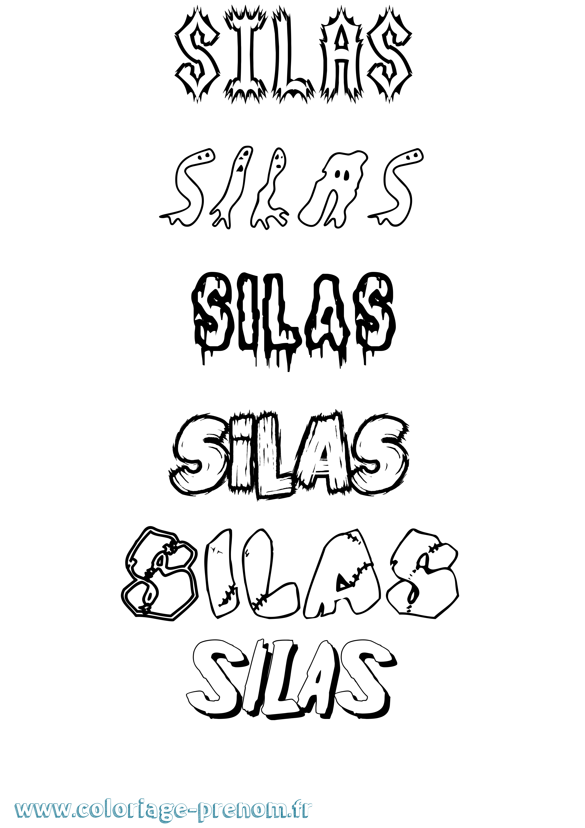 Coloriage prénom Silas Frisson