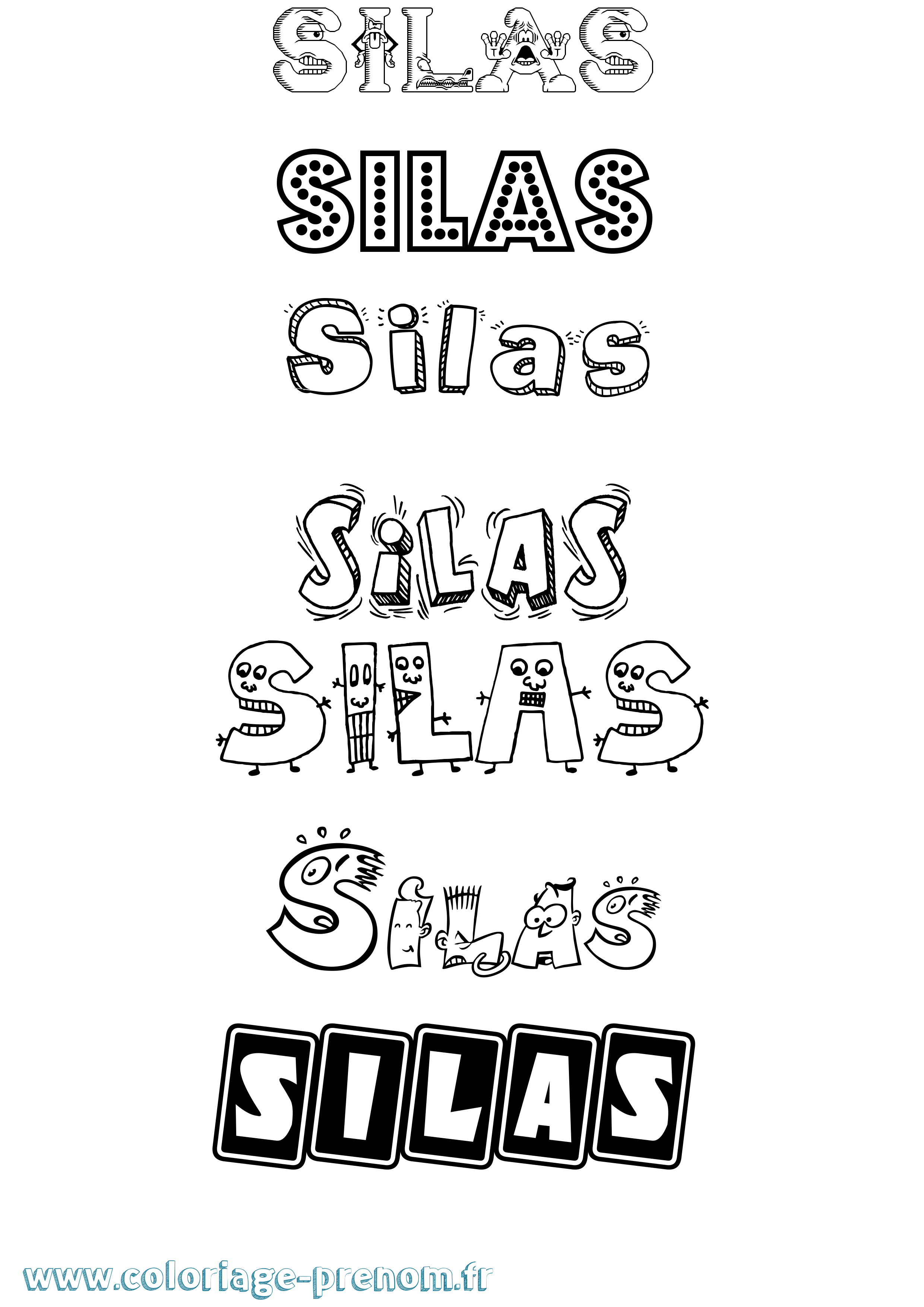 Coloriage prénom Silas Fun