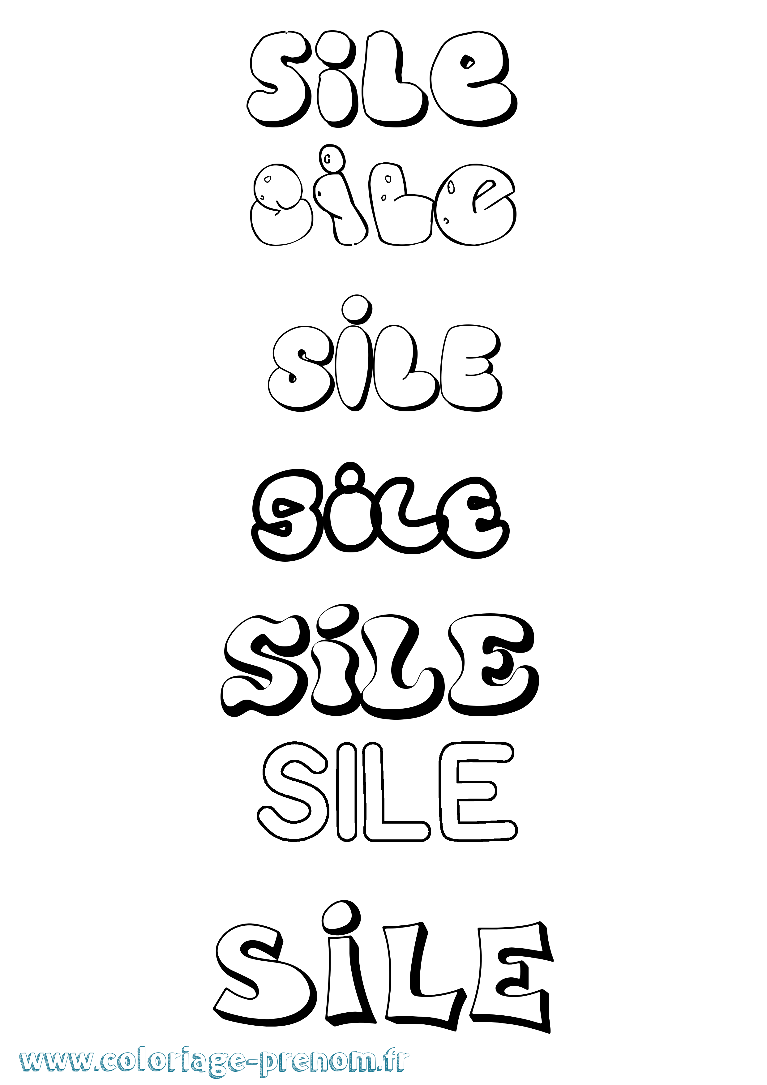 Coloriage Síle Bubble Coloriage prénom Síle Bubble
