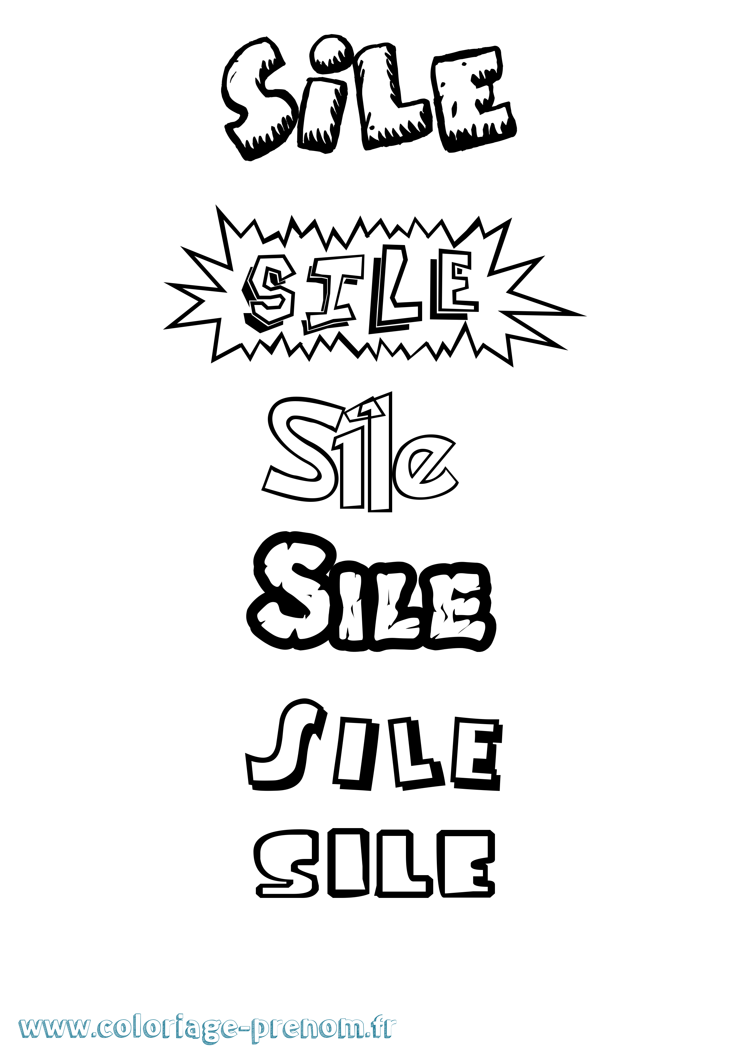 Coloriage Síle Dessin Animé Coloriage prénom Síle Dessin Animé
