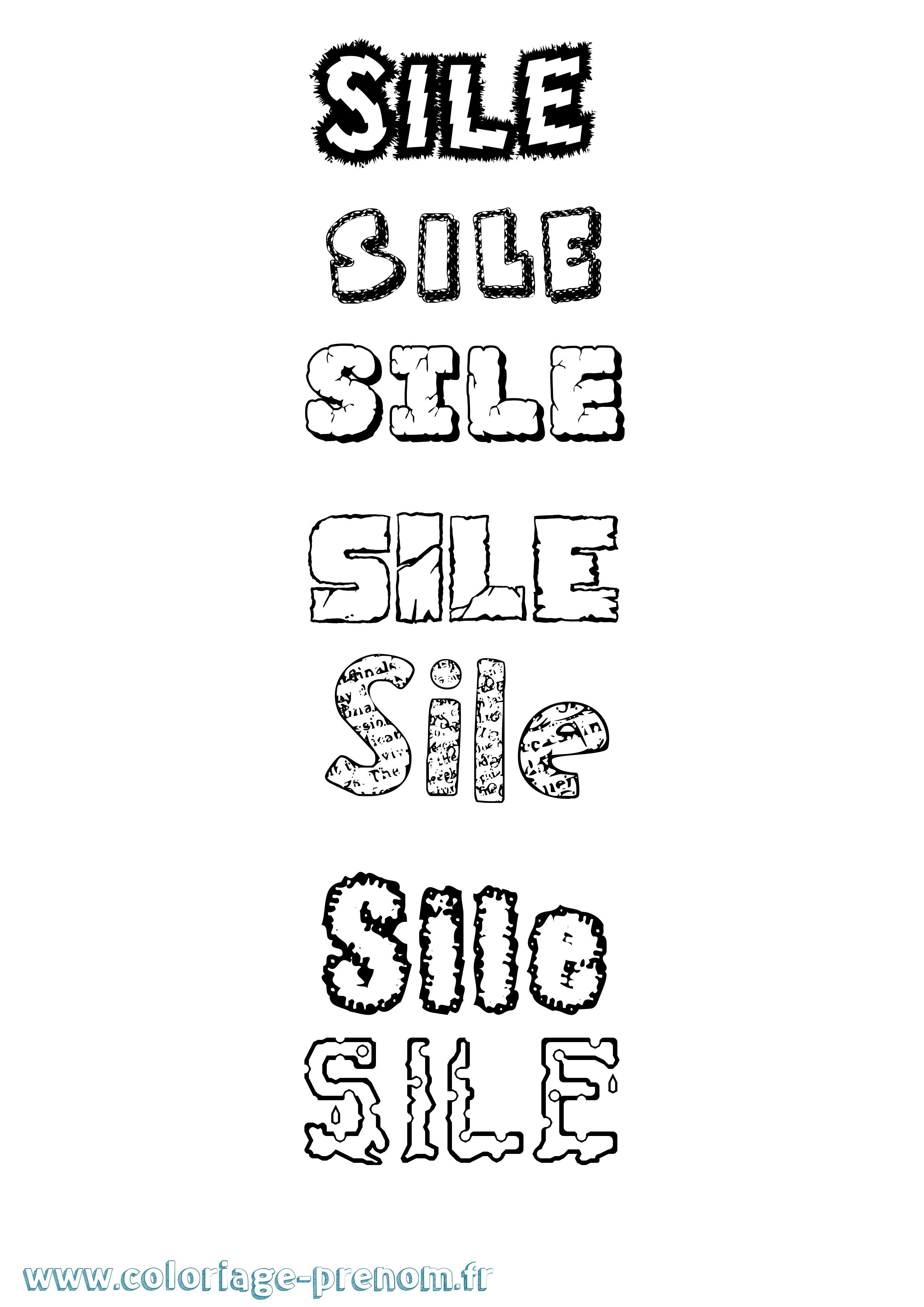 Coloriage Síle Destructuré Coloriage prénom Síle Destructuré