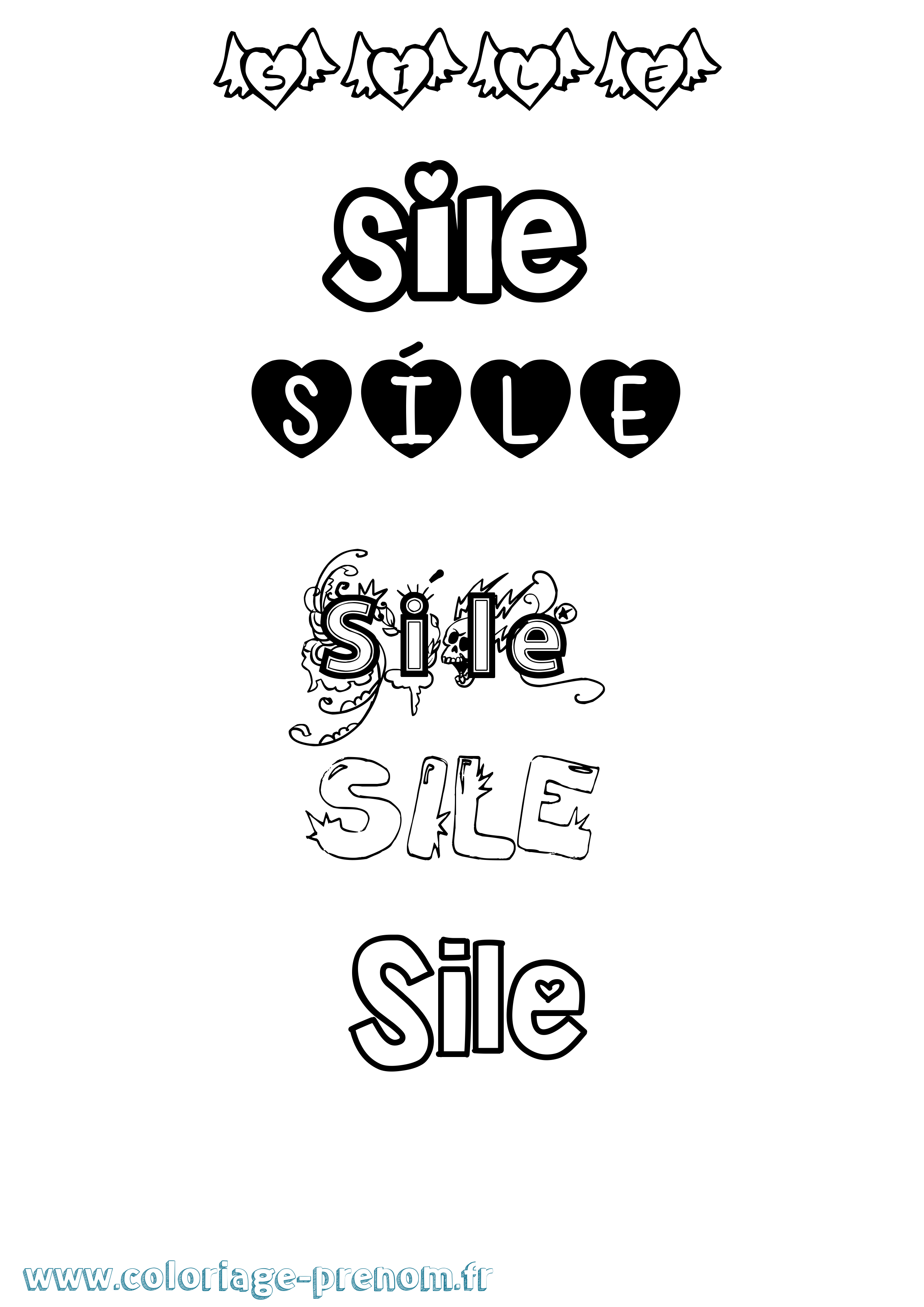 Coloriage Síle Girly Coloriage prénom Síle Girly