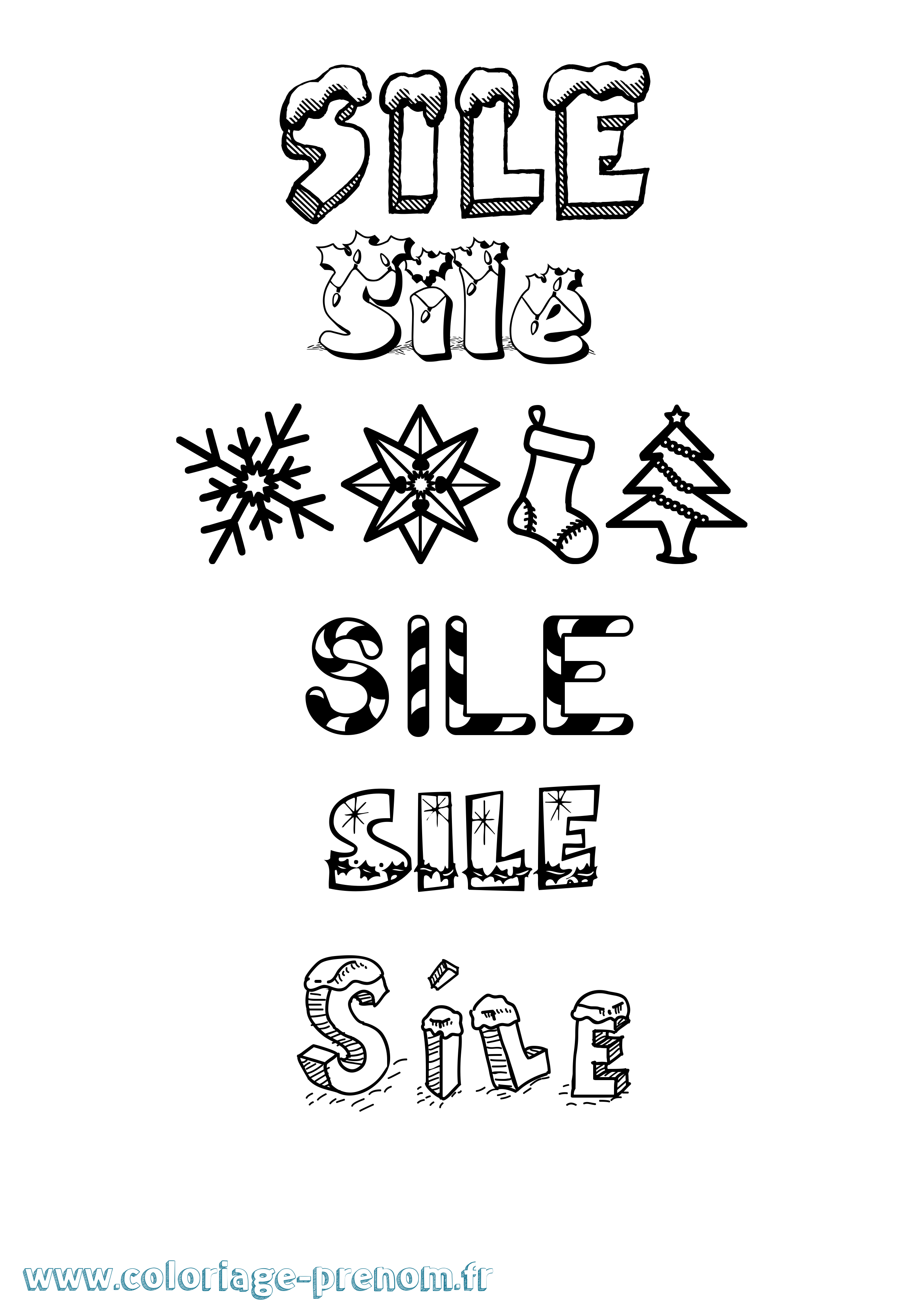 Coloriage Síle Noël Coloriage prénom Síle Noël