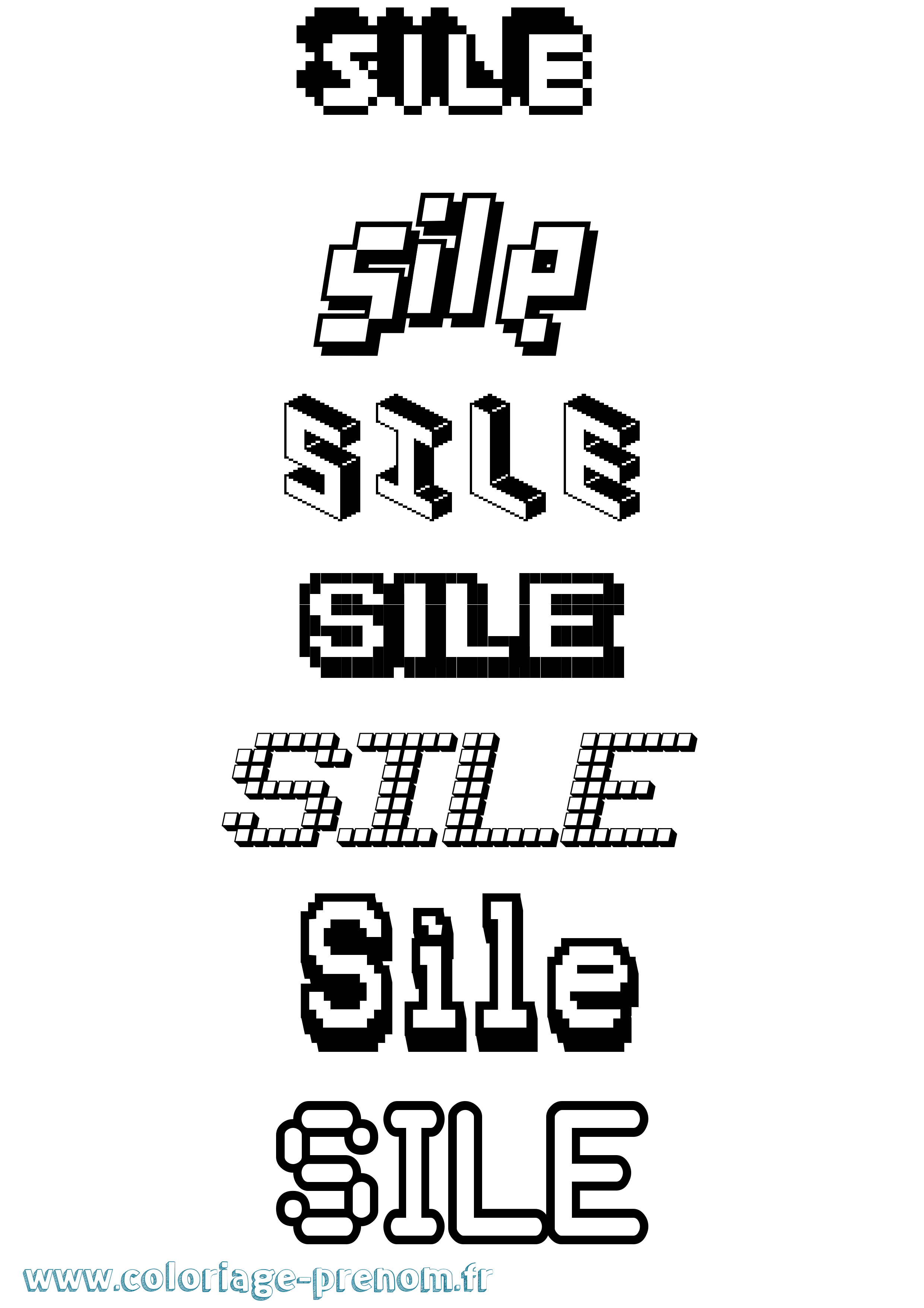 Coloriage Síle Pixel Coloriage prénom Síle Pixel