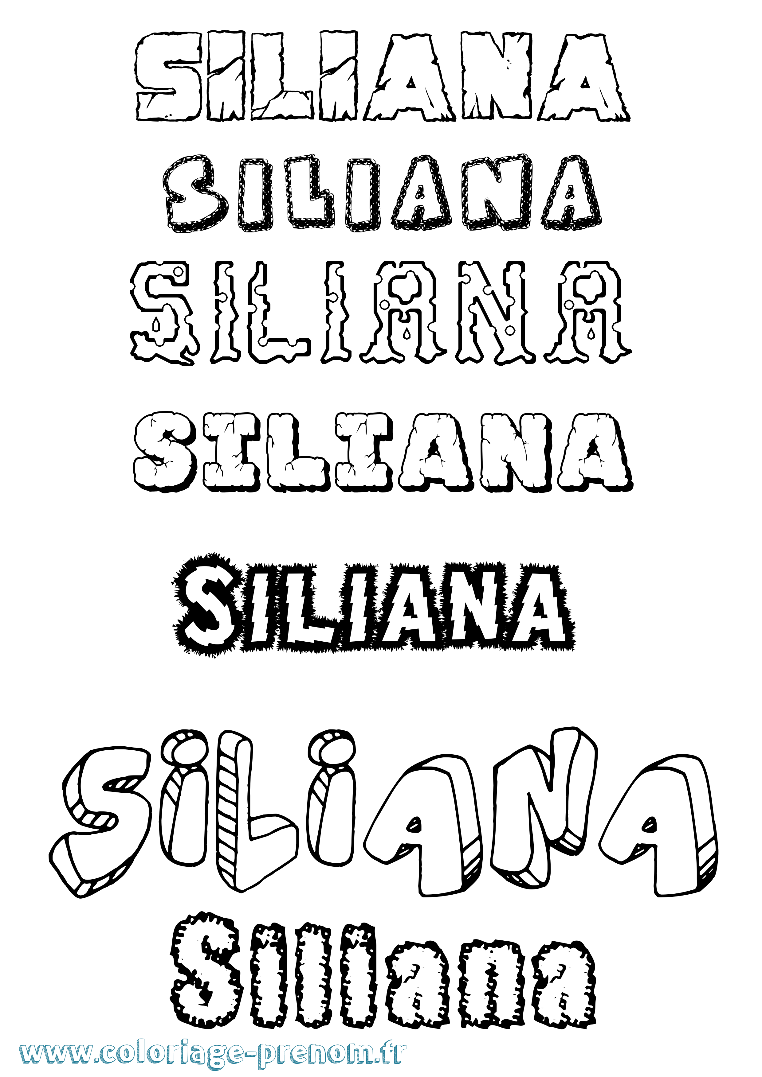 Coloriage prénom Siliana Destructuré