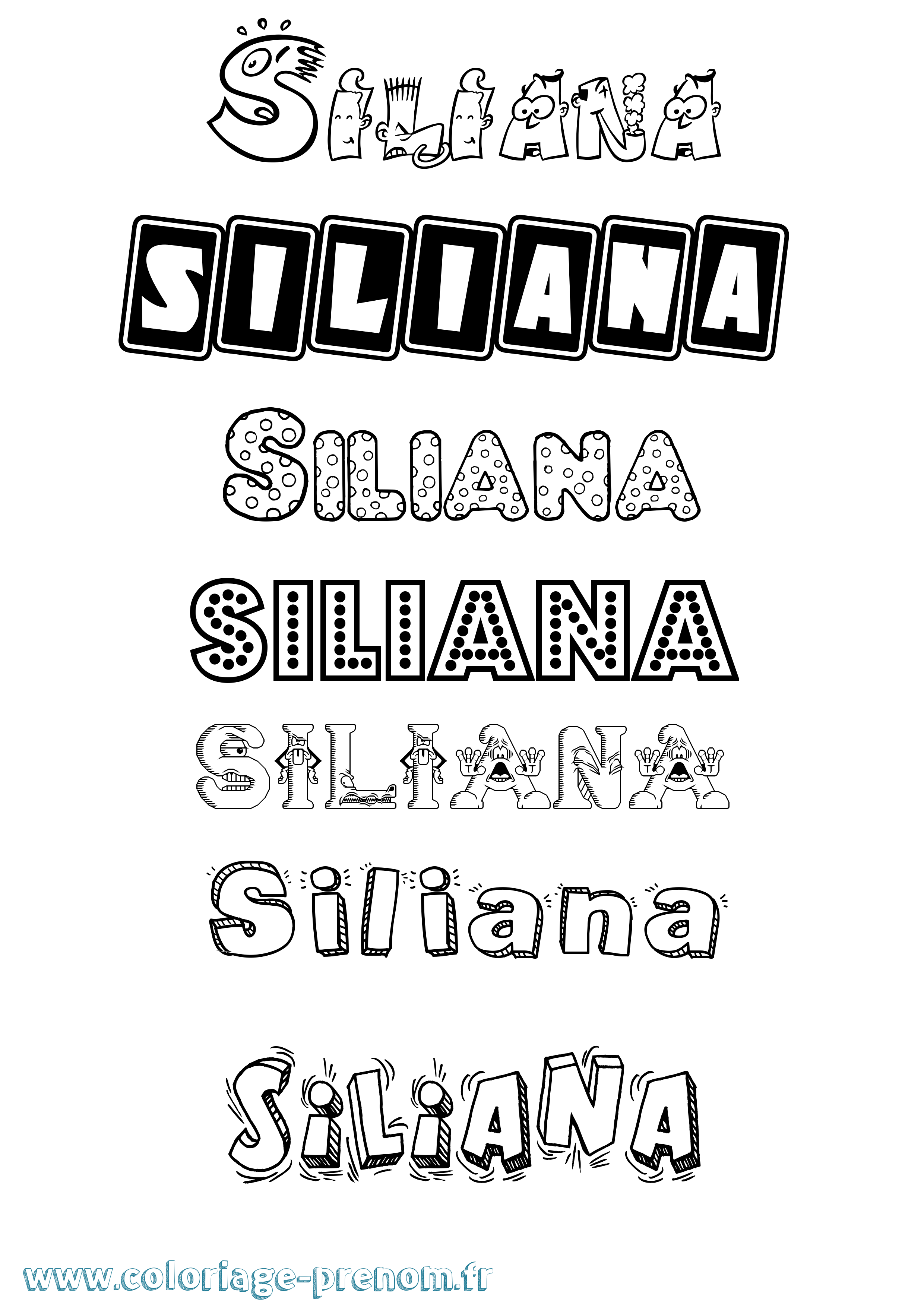 Coloriage prénom Siliana Fun