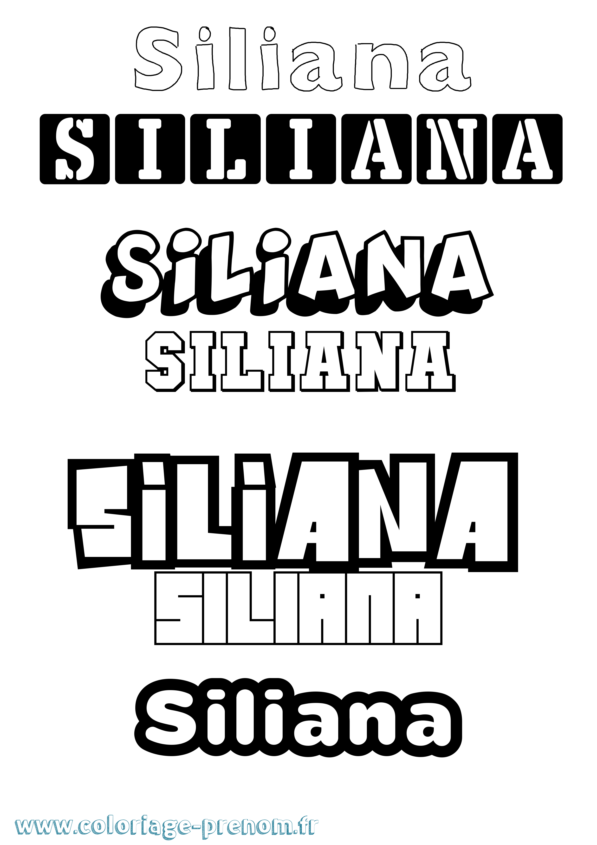 Coloriage prénom Siliana Simple