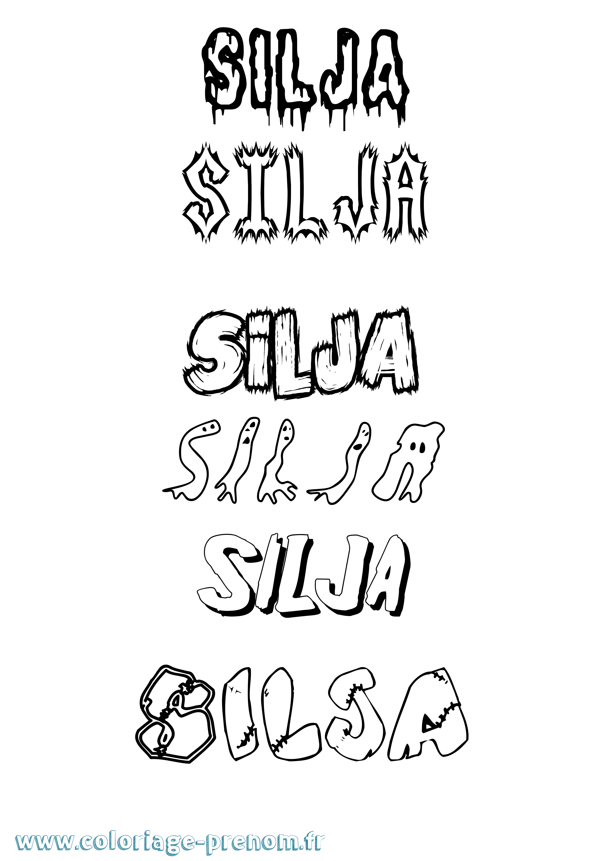 Coloriage prénom Silja Frisson