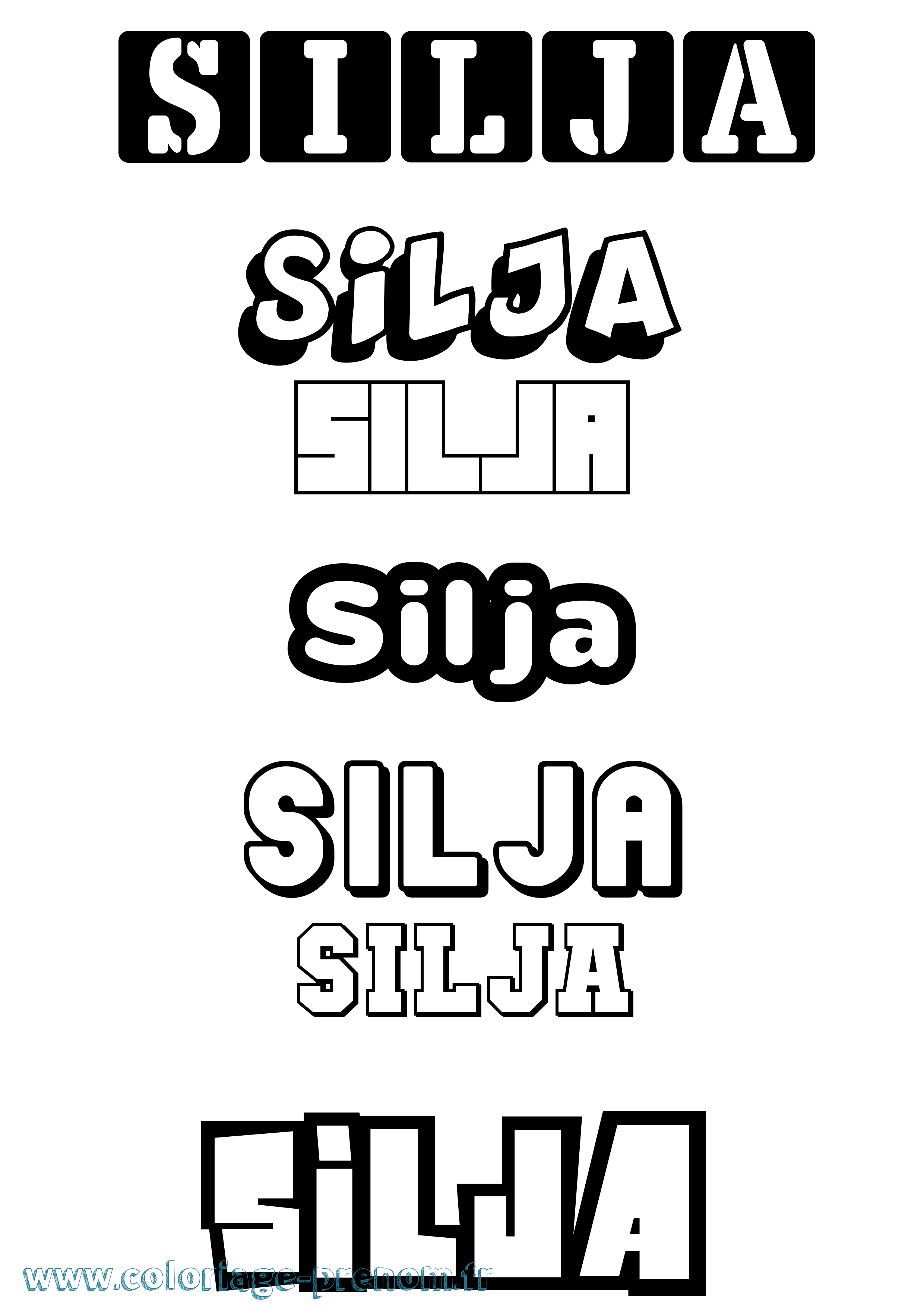 Coloriage prénom Silja Simple