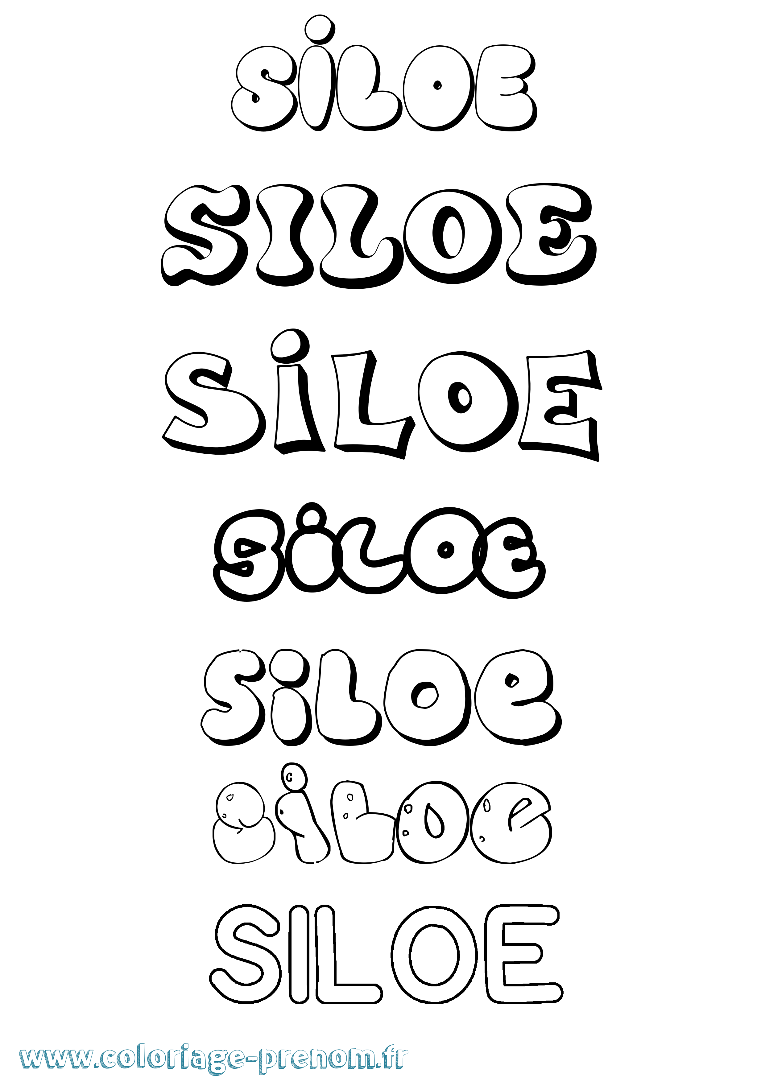 Coloriage prénom Siloe Bubble